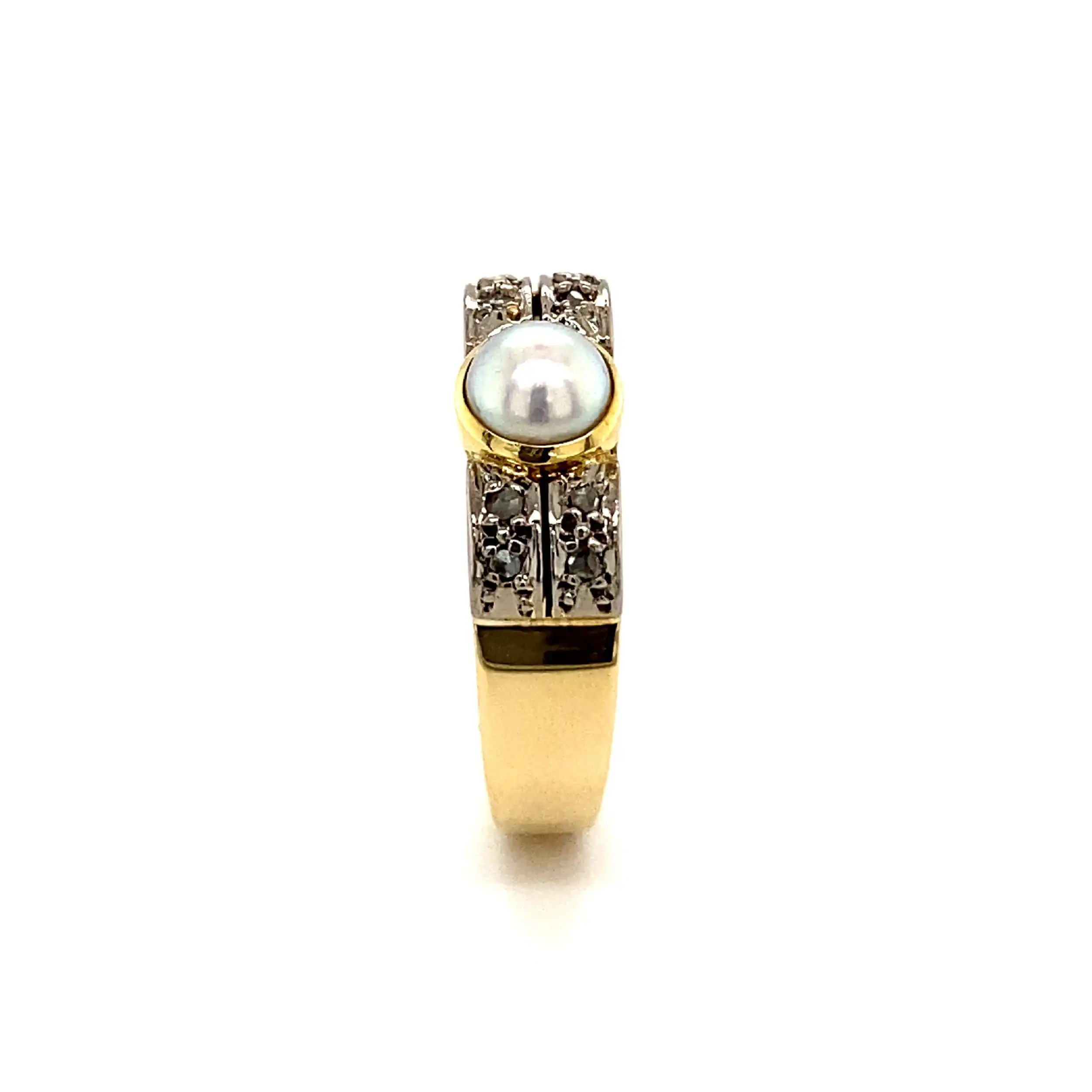 Ring Bicolor mit Perle & Diamantrosen