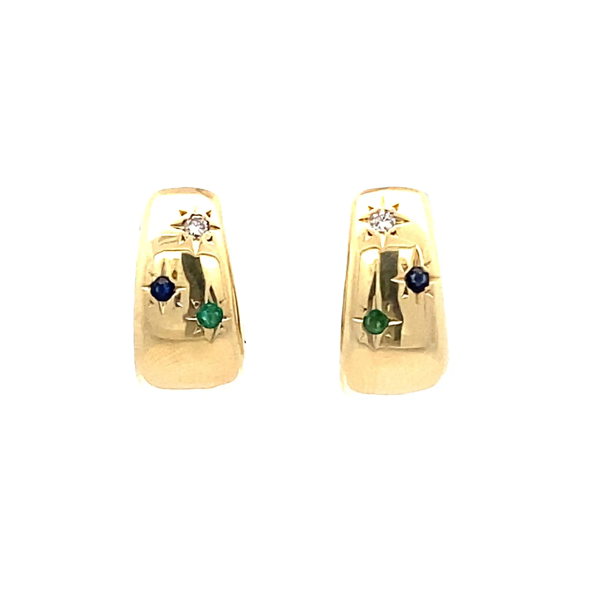 Creolen Gelbgold mit Brillanten und diversen Farbsteinen Creolen Gelbgold mit Brillanten und diversen Farbsteinen
