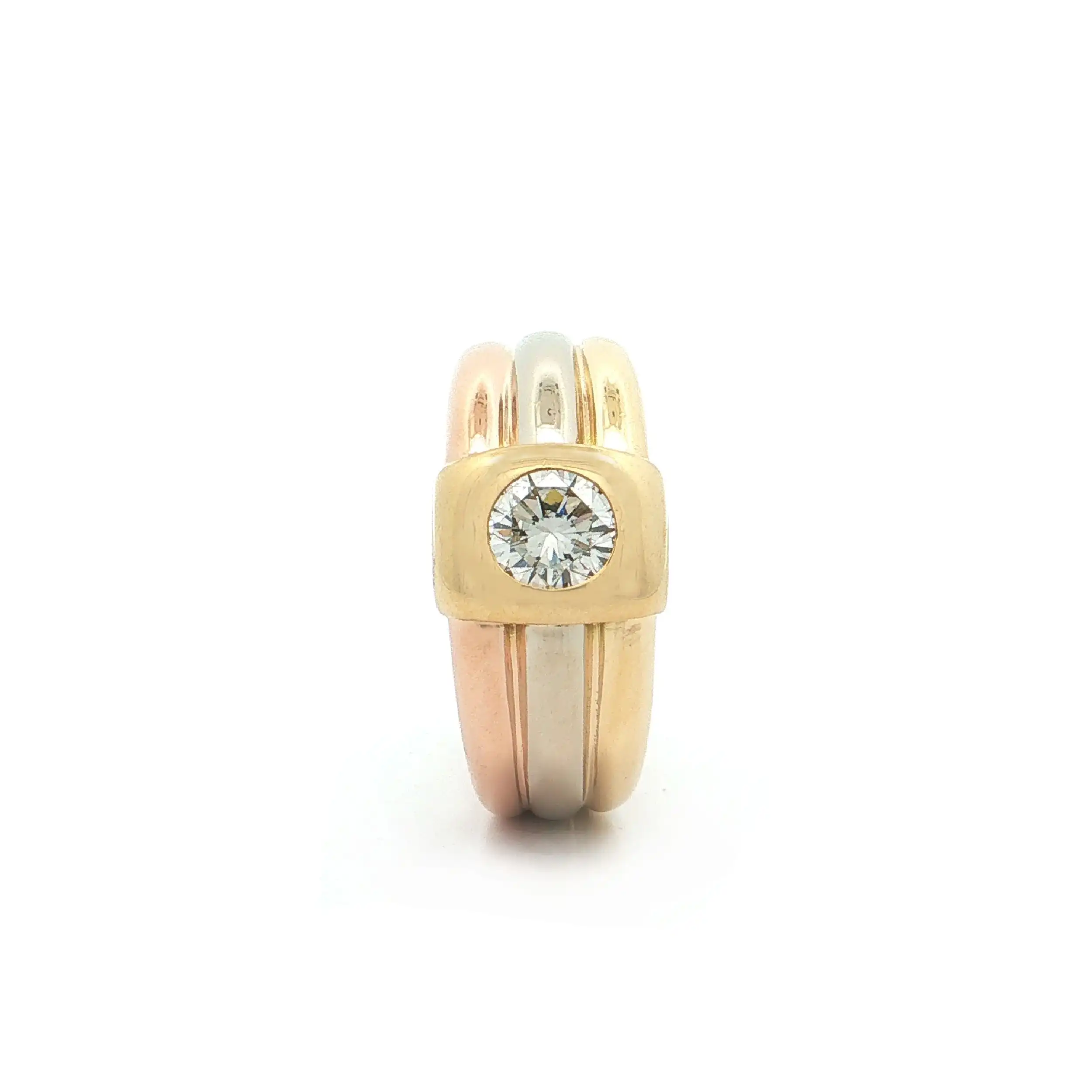 Ring Tricolor mit Brillant "Cartier Trinity Diamond Tank"