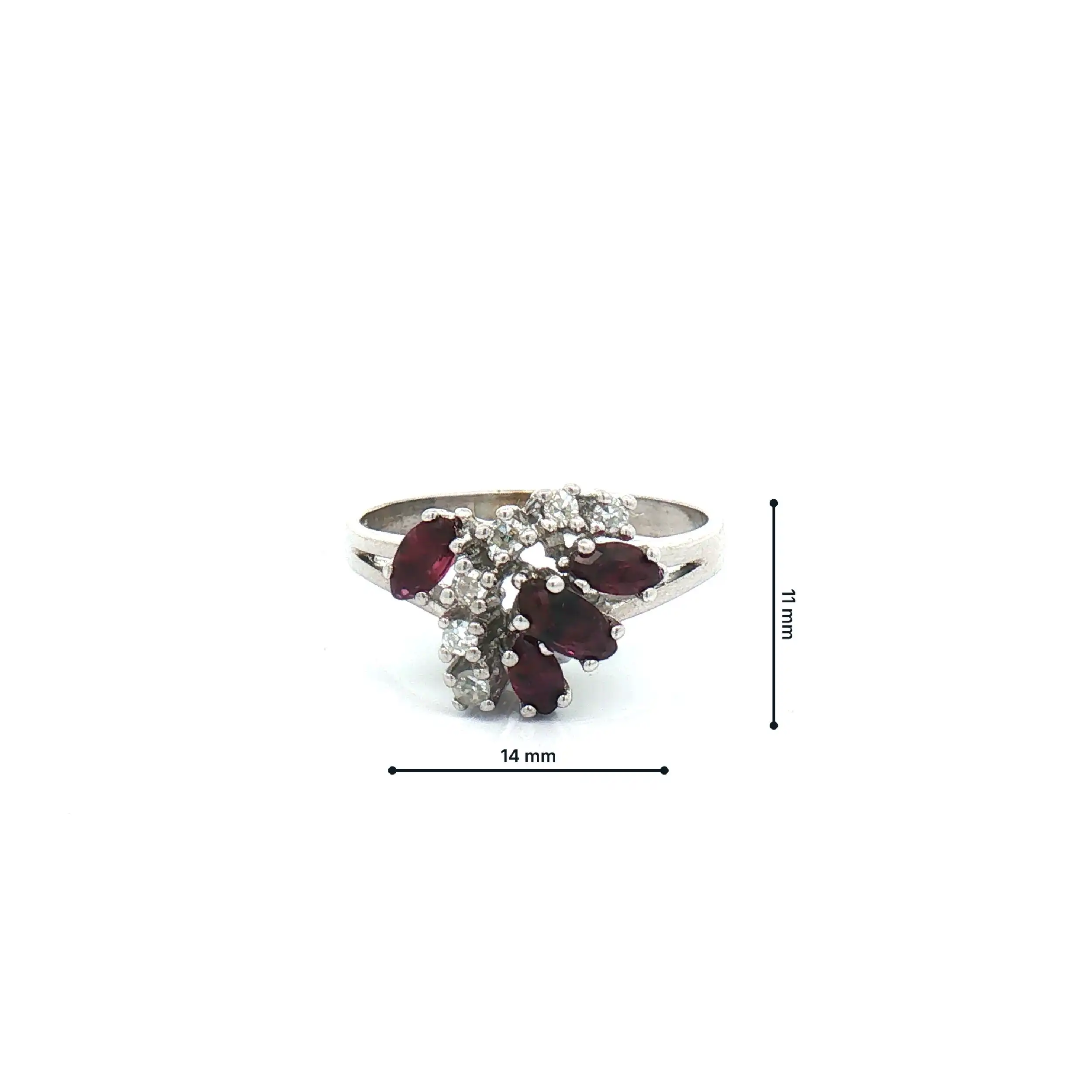 Ring Weißgold mit Diamanten und Rubin