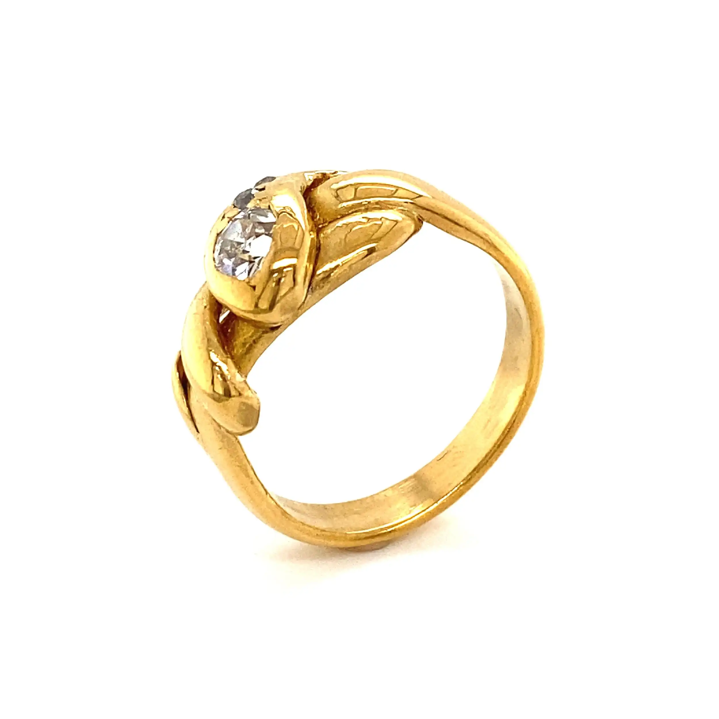 Ring Gelbgold mit Altschliff-Brillant & Diamanten Ring Gelbgold mit Altschliff-Brillant & Diamanten