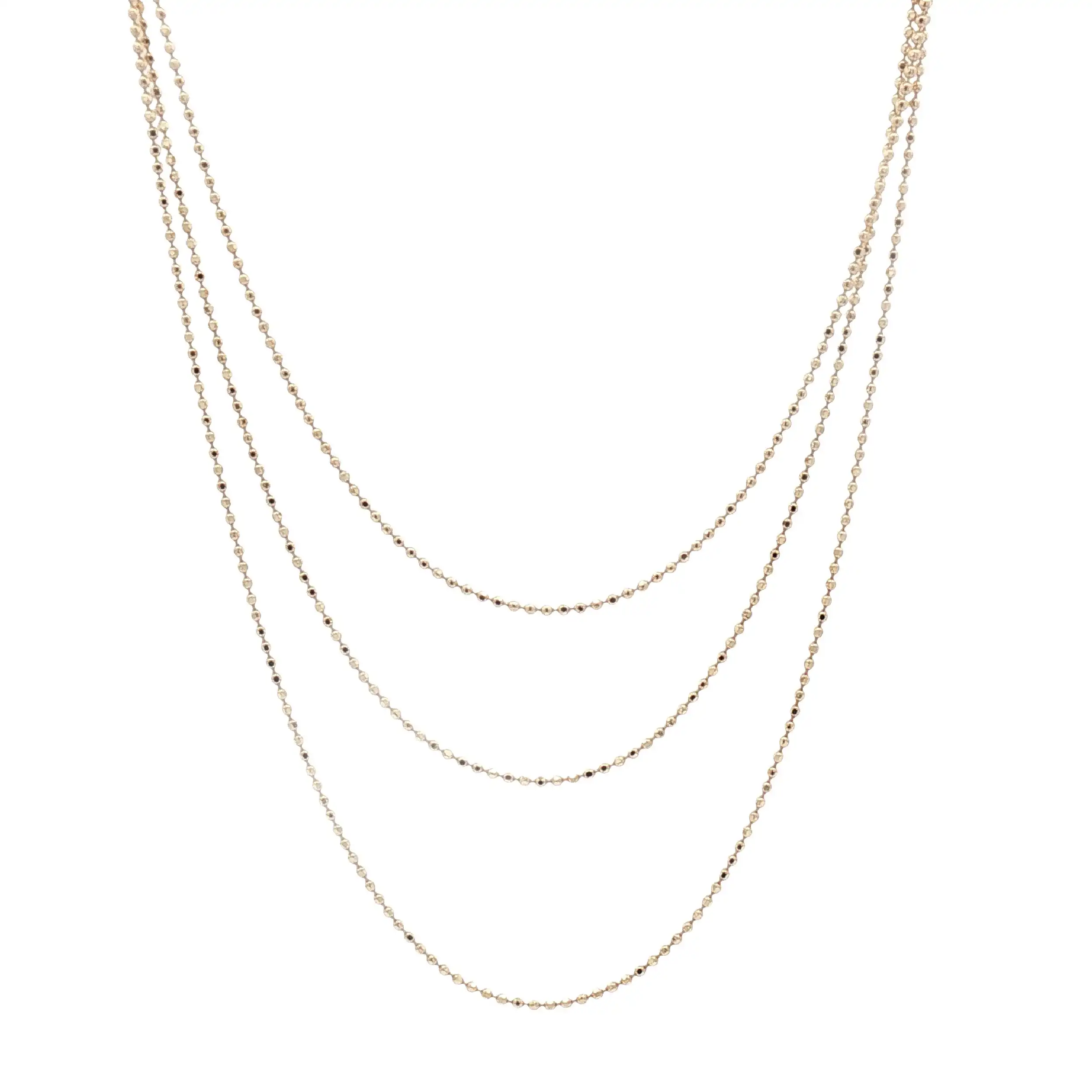 Kügelchenkette Gelbgold diamantiert dreireihig