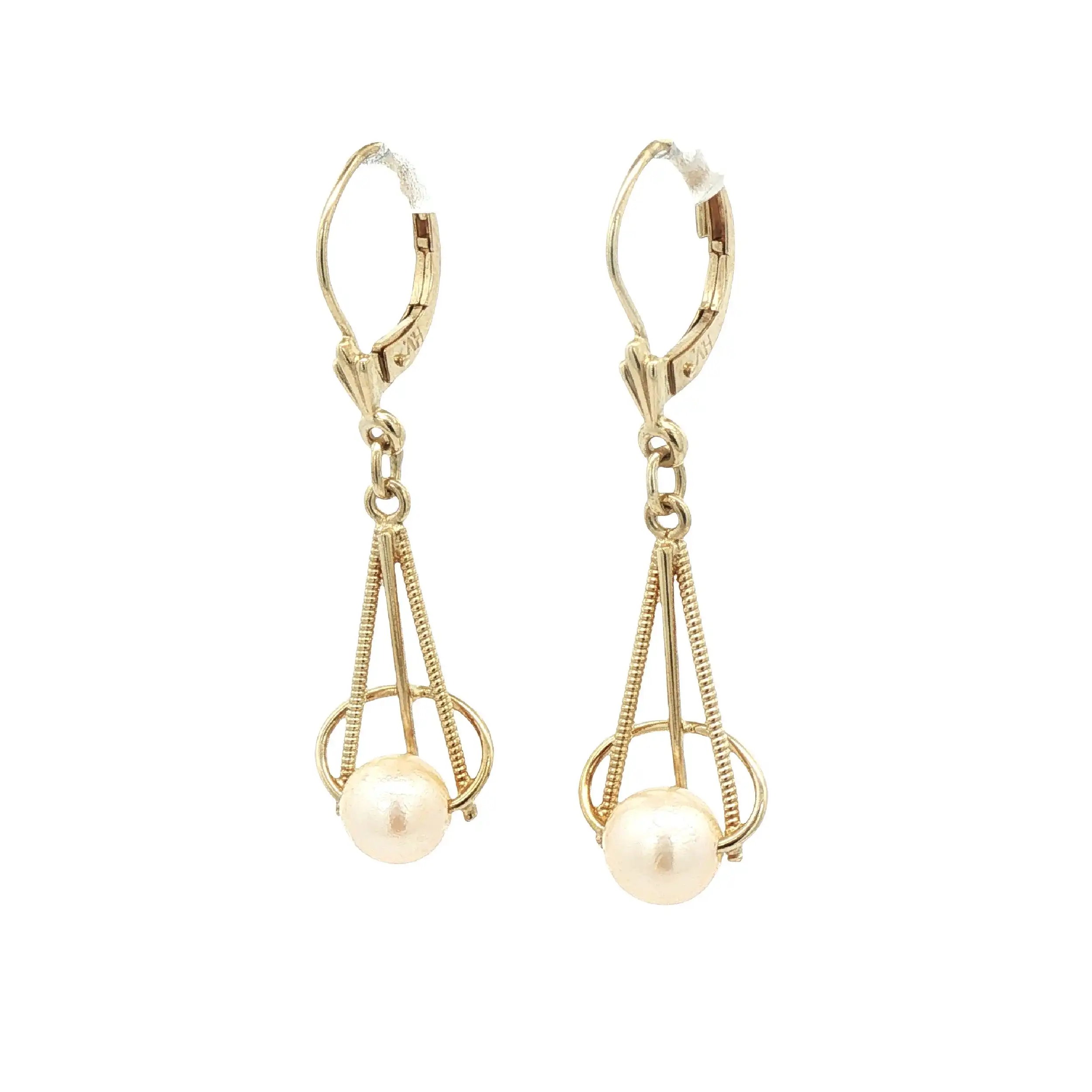 Ohrhänger Gelbgold mit Perle und Zirkonia Ohrhänger Gelbgold mit Perle und Zirkonia