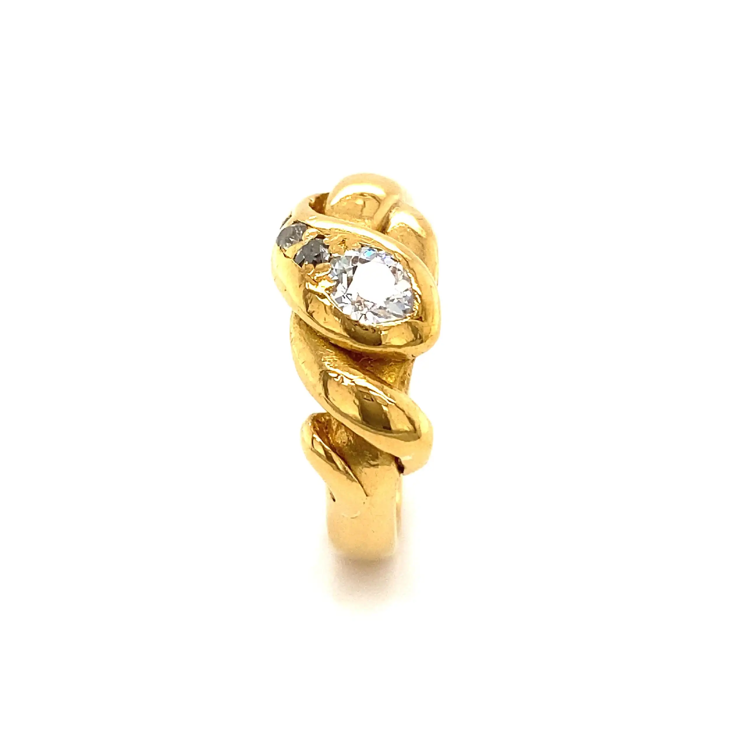 Ring Gelbgold mit Altschliff-Brillant & Diamanten Ring Gelbgold mit Altschliff-Brillant & Diamanten