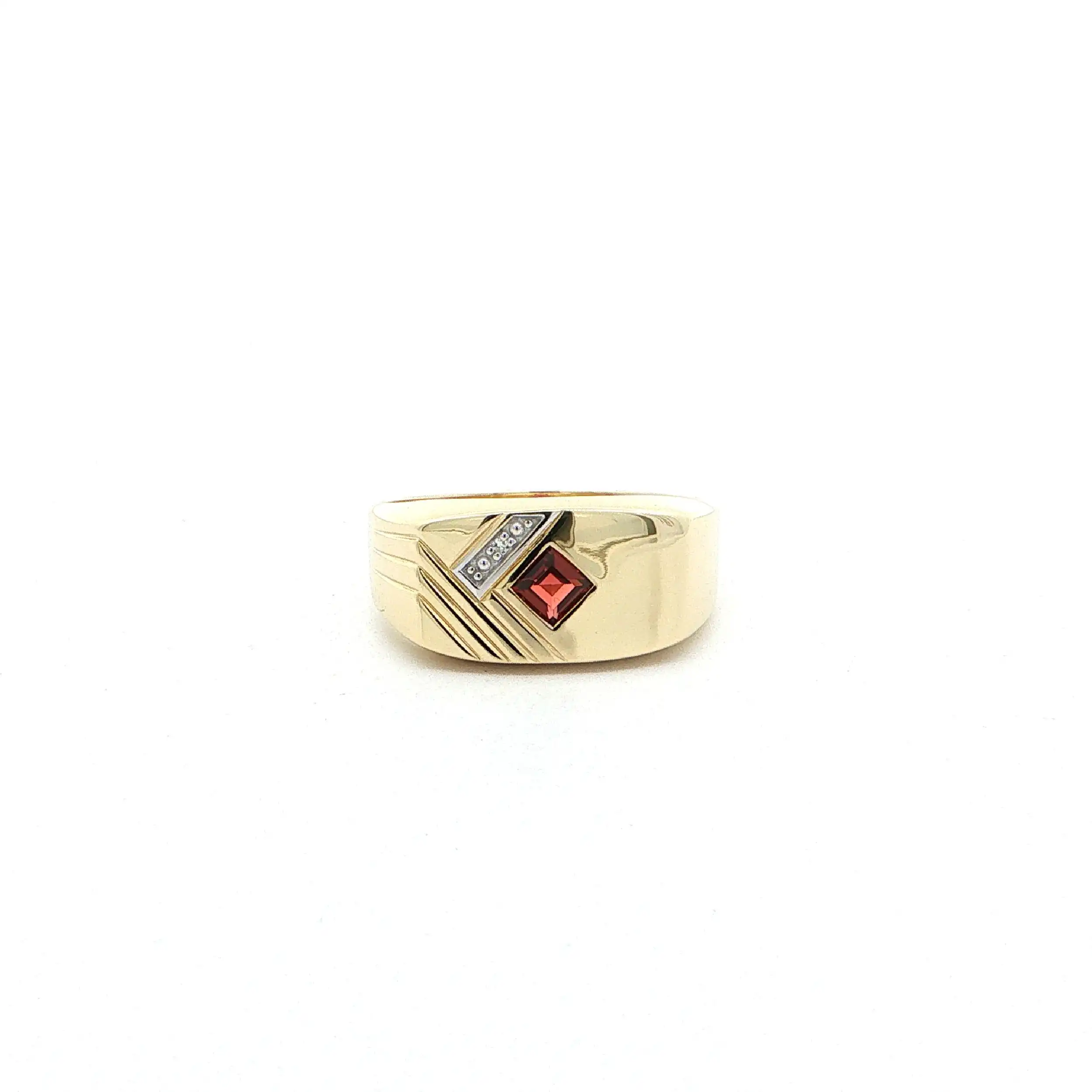 Ring Gelbgold mit orangenem Farbstein & Diamant