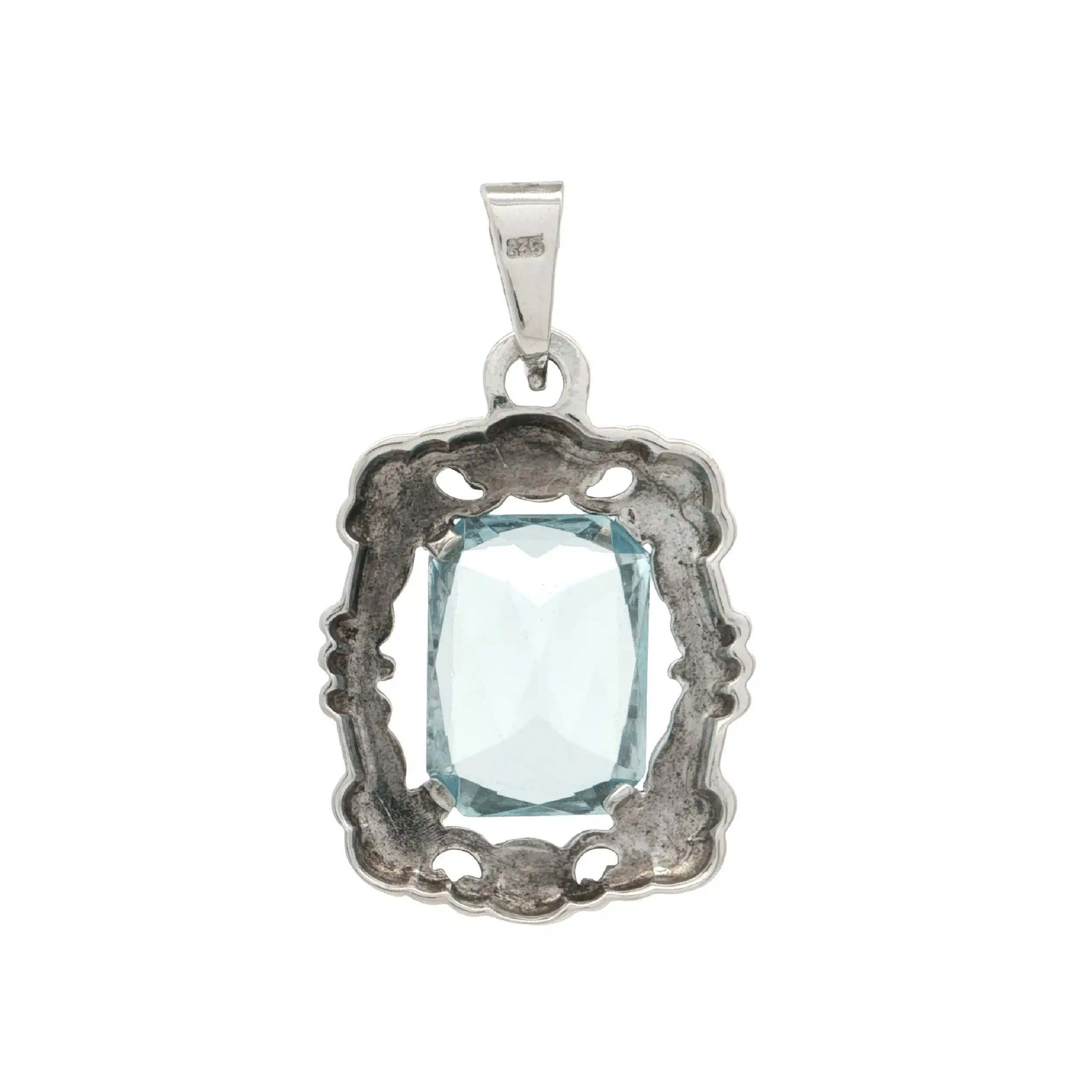 Anhänger Silber mit blauem Glasstein