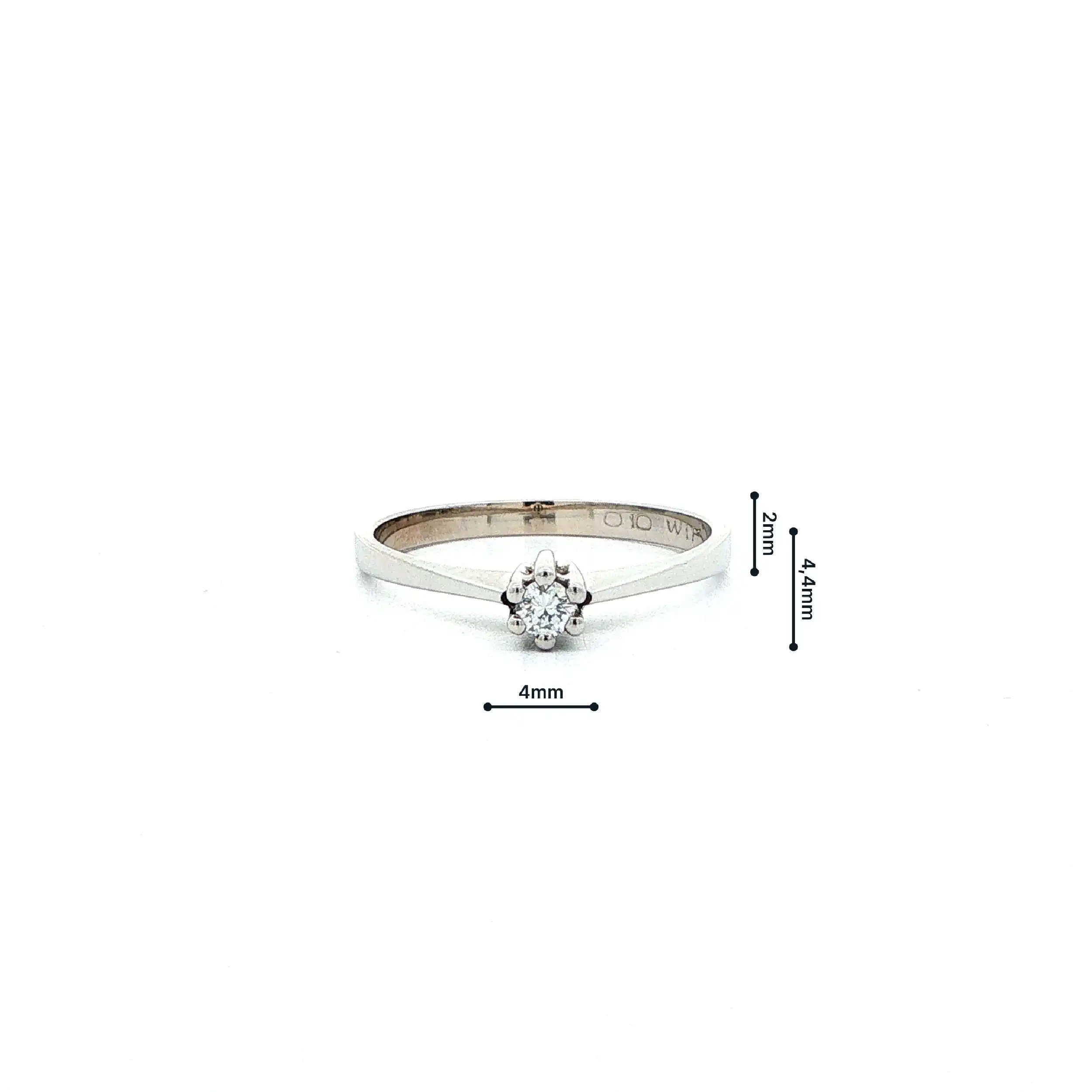 Ring Weißgold mit Brillant, graviert mit 0,10ct.