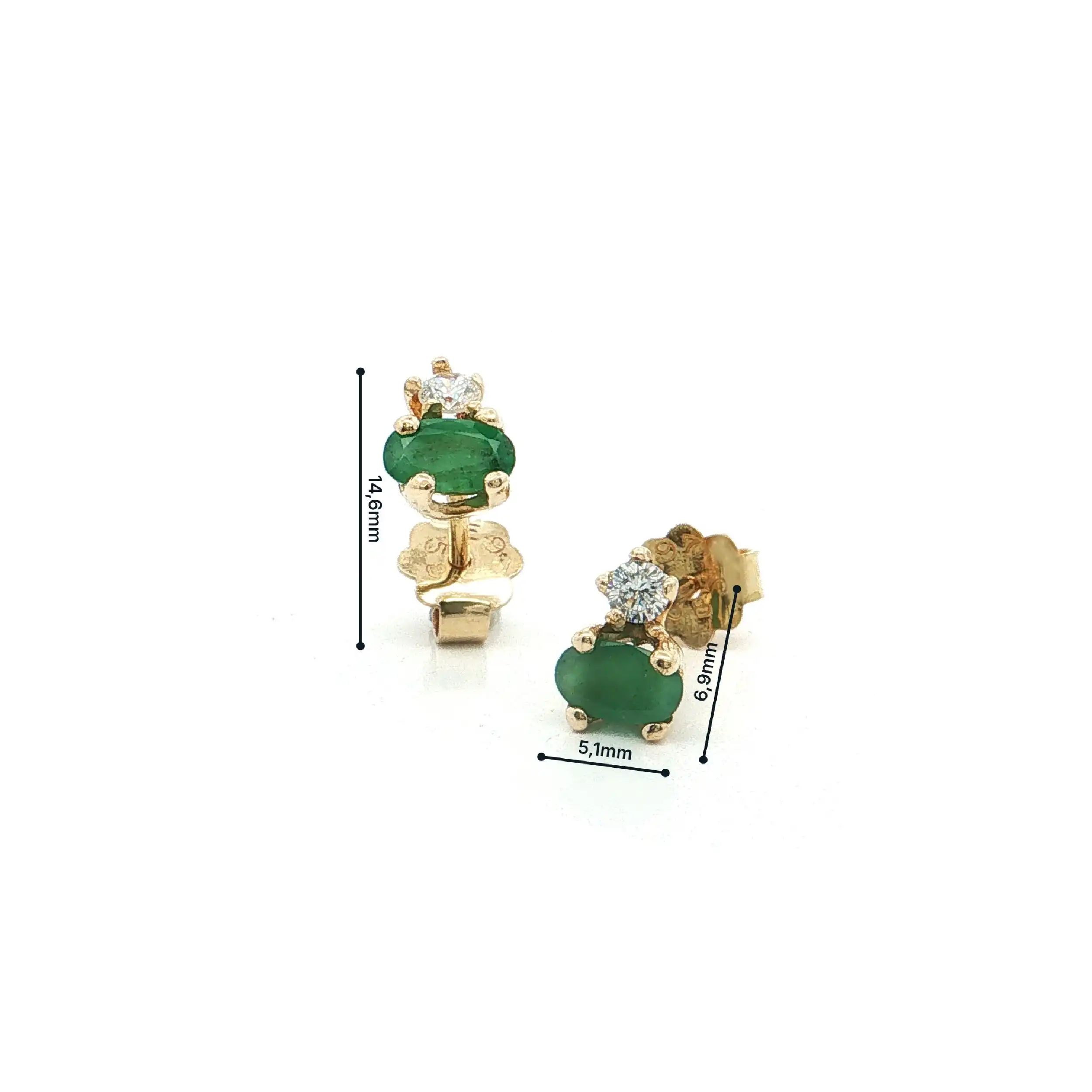 Ohrstecker Gelbgold mit Smaragd und Zirkonia