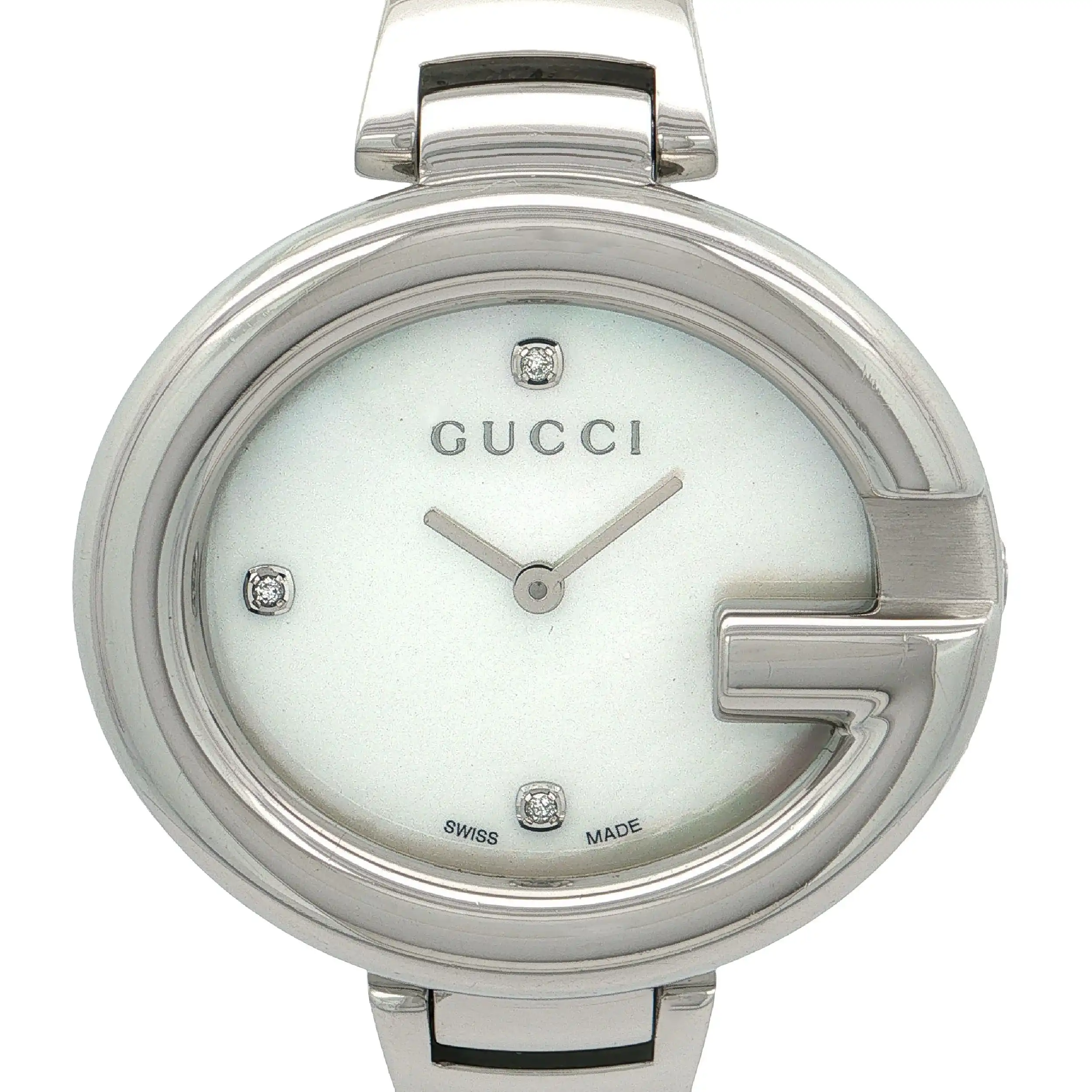 Damenuhr Gucci Spangenuhr mit Perlmut Diamanten Ziffernblatt