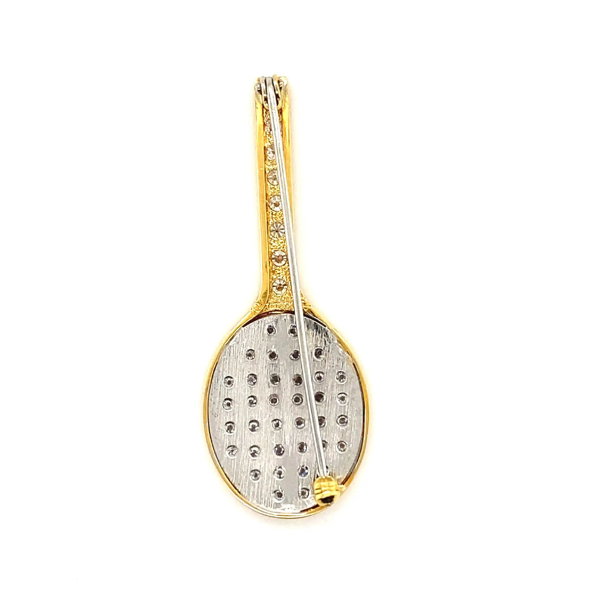 Nadel Bicolor Tennisschläger mit Brillanten Nadel Bicolor Tennisschläger mit Brillanten