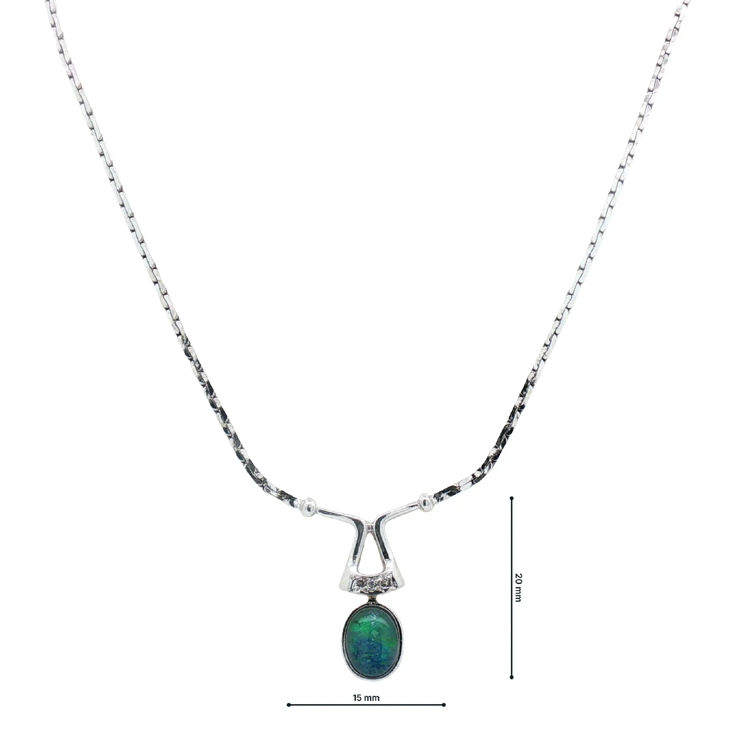 Collier Weißgold mit Opal Doublette und Diamanten