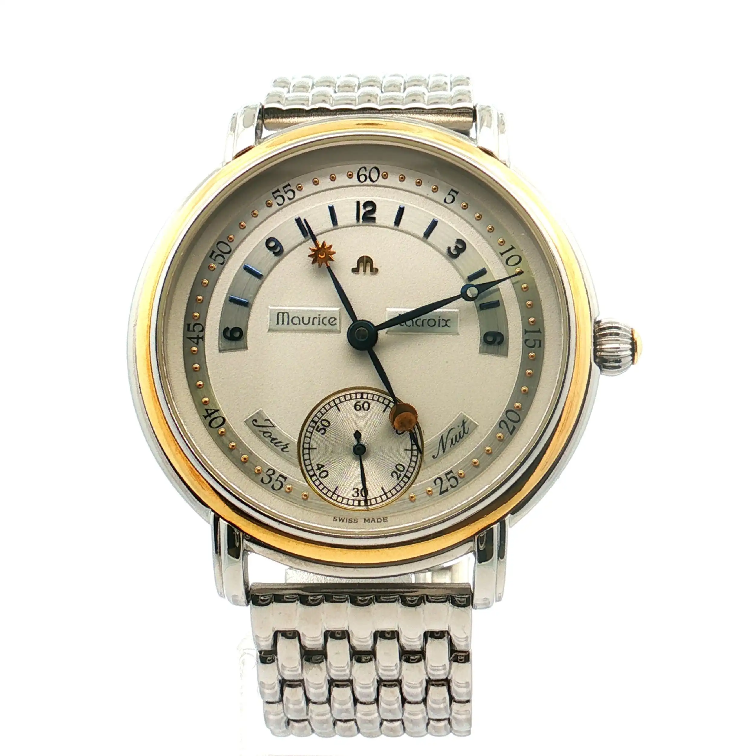 Herrenuhr Maurice Lacroix Masterpiece Jour Nuit Stahl / 18 K Gold Handaufzug Herrenuhr Maurice Lacroix Masterpiece Jour Nuit Stahl / 18 K Gold Handaufzug