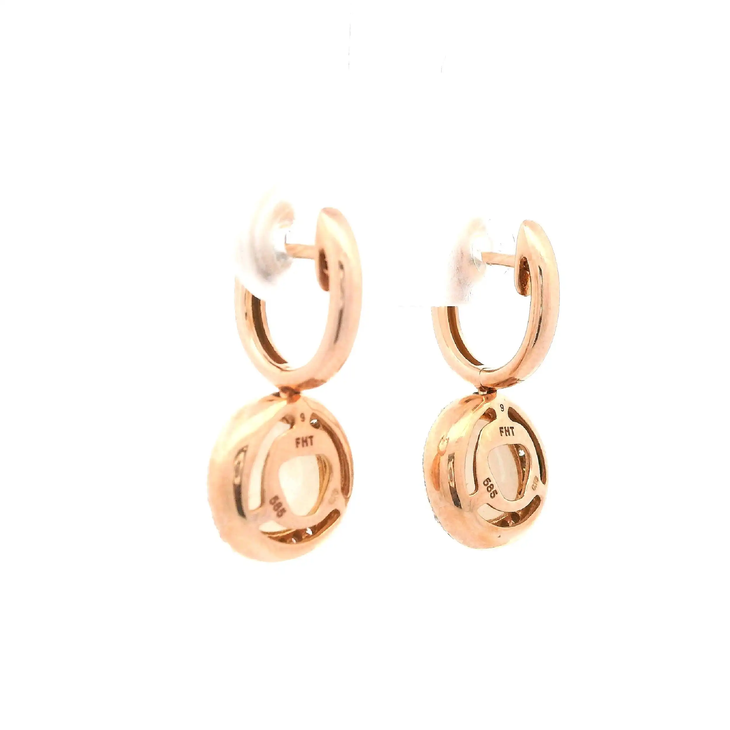 Ohrhänger Roségold mit Brillanten und Mondstein Cabochon