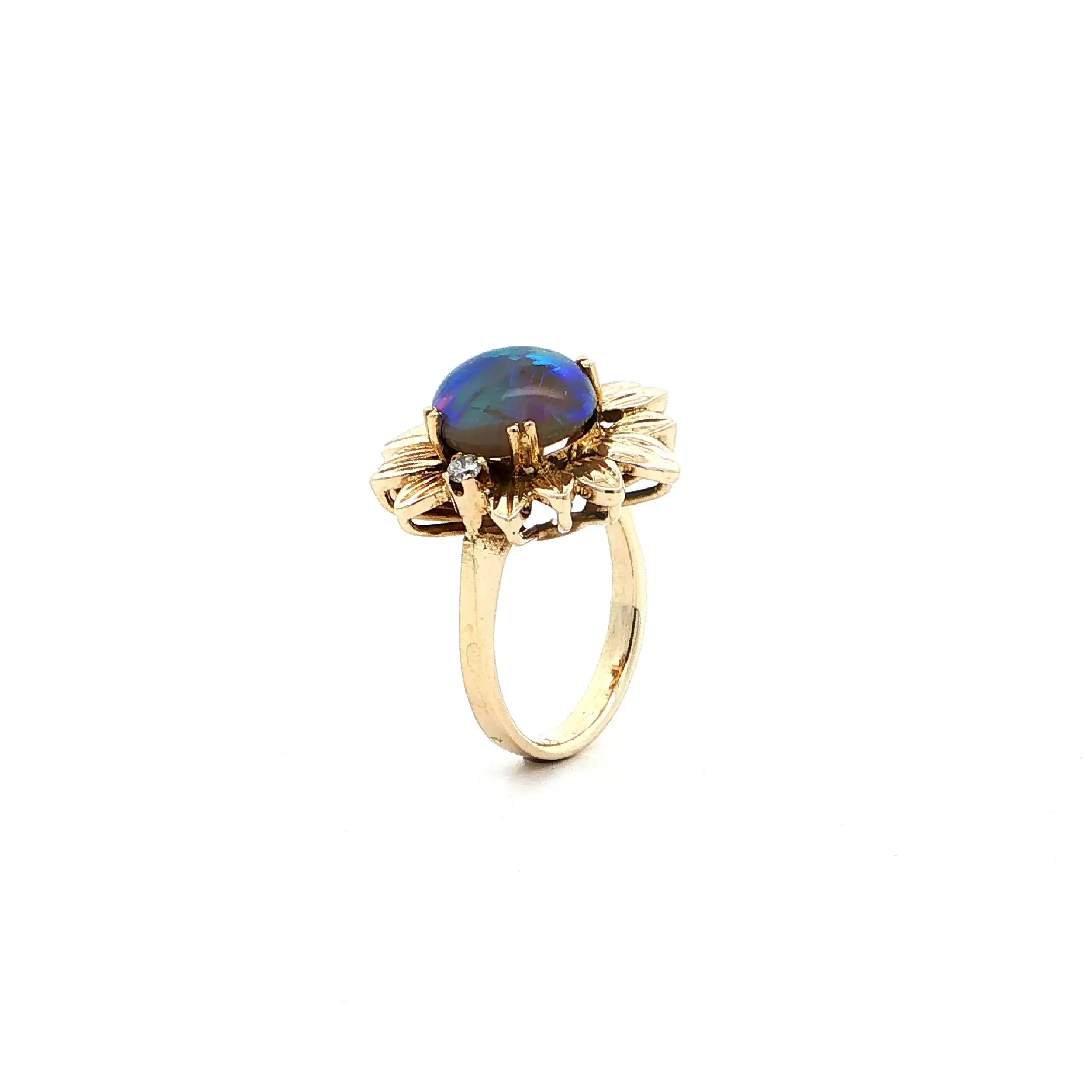 Ring Gelbgold mit Regenbogen-Mondstein & Zirkonia Ring Gelbgold mit Regenbogen-Mondstein & Zirkonia