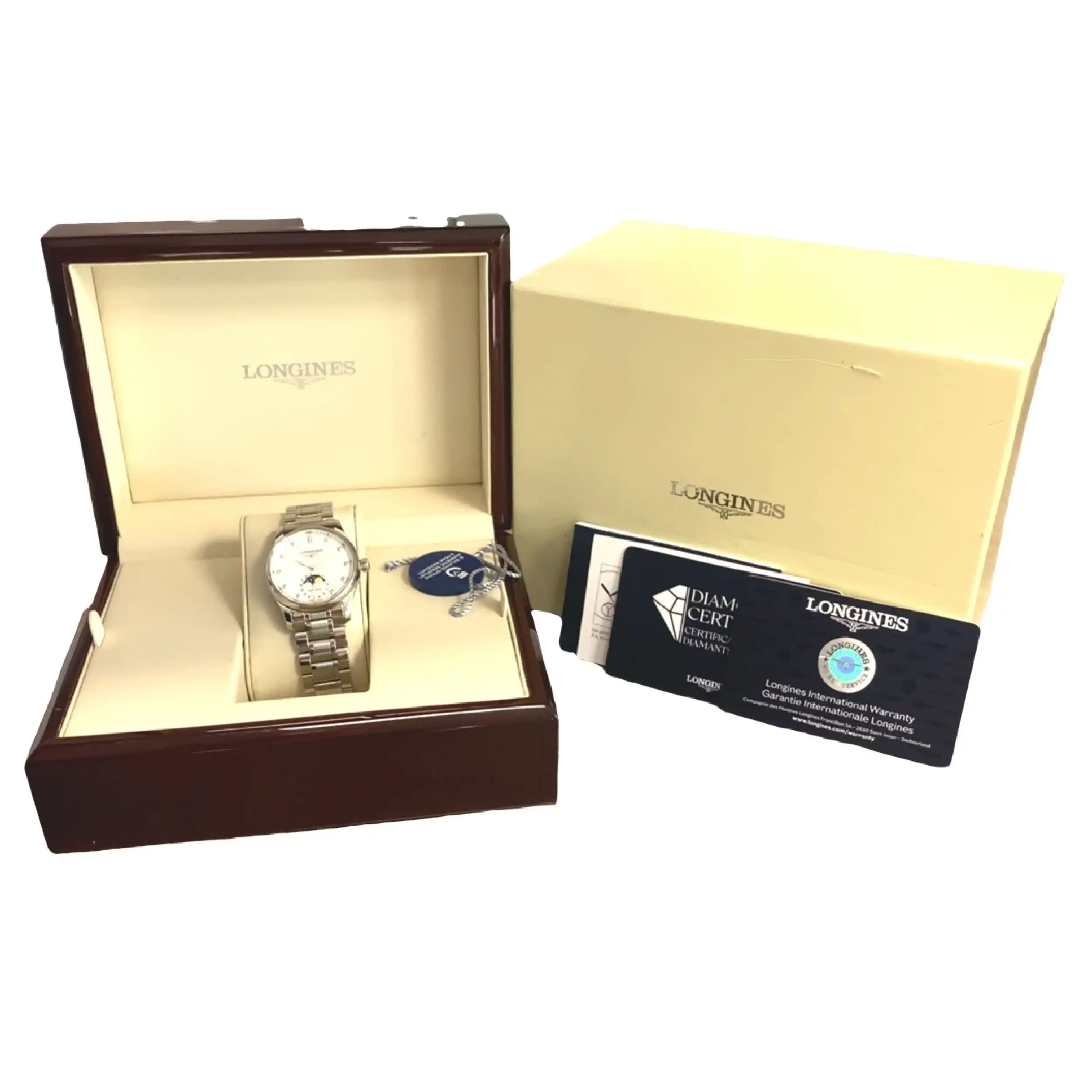 Damenuhr Longines Master Collection mit Perlmutt-Diamanten Ziffernblatt Damenuhr Longines Master Collection mit Perlmutt-Diamanten Ziffernblatt
