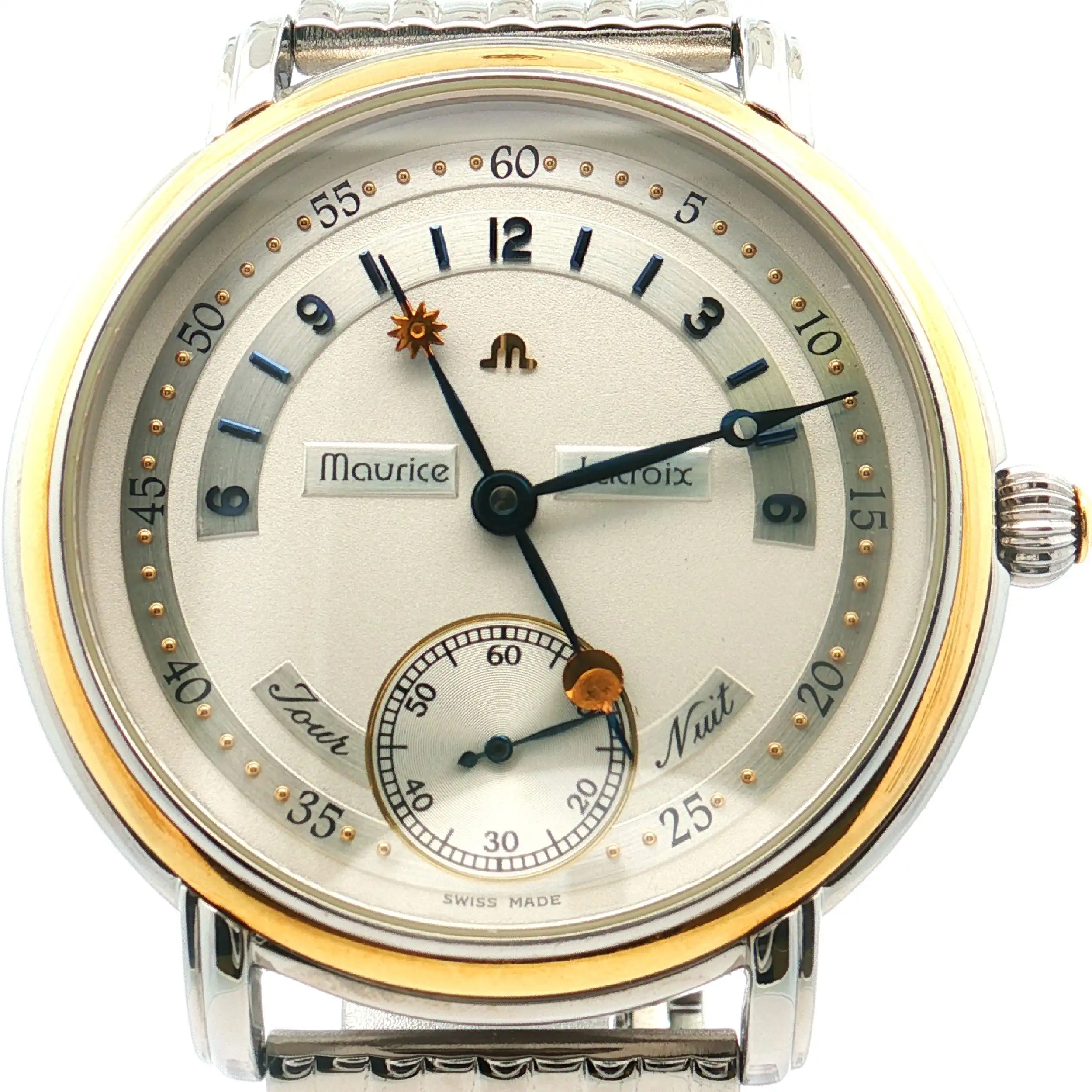 Herrenuhr Maurice Lacroix Masterpiece Jour Nuit Stahl / 18 K Gold Handaufzug Herrenuhr Maurice Lacroix Masterpiece Jour Nuit Stahl / 18 K Gold Handaufzug