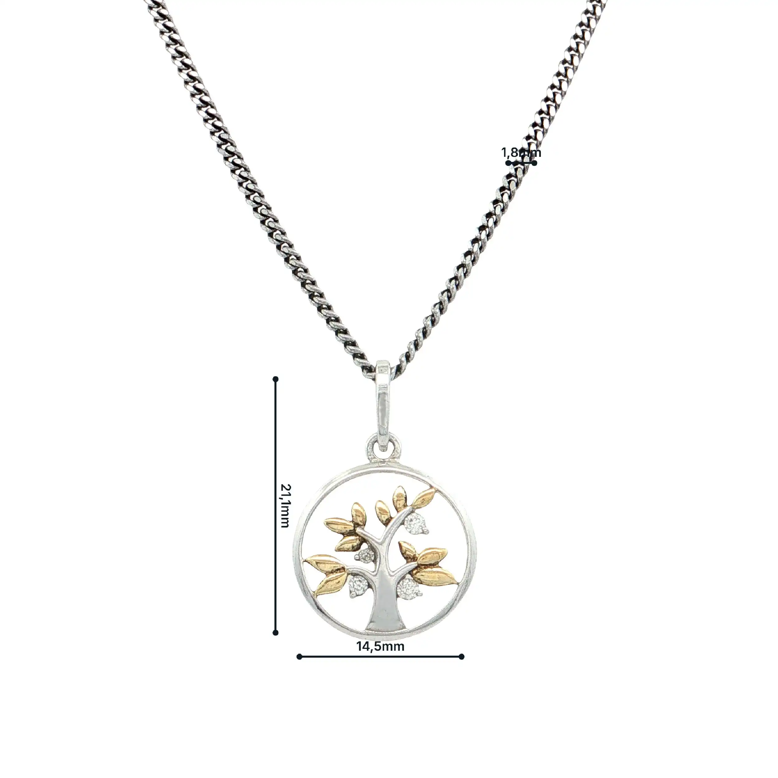 Kette Silber mit Anhänger Bicolor "Lebensbaum"