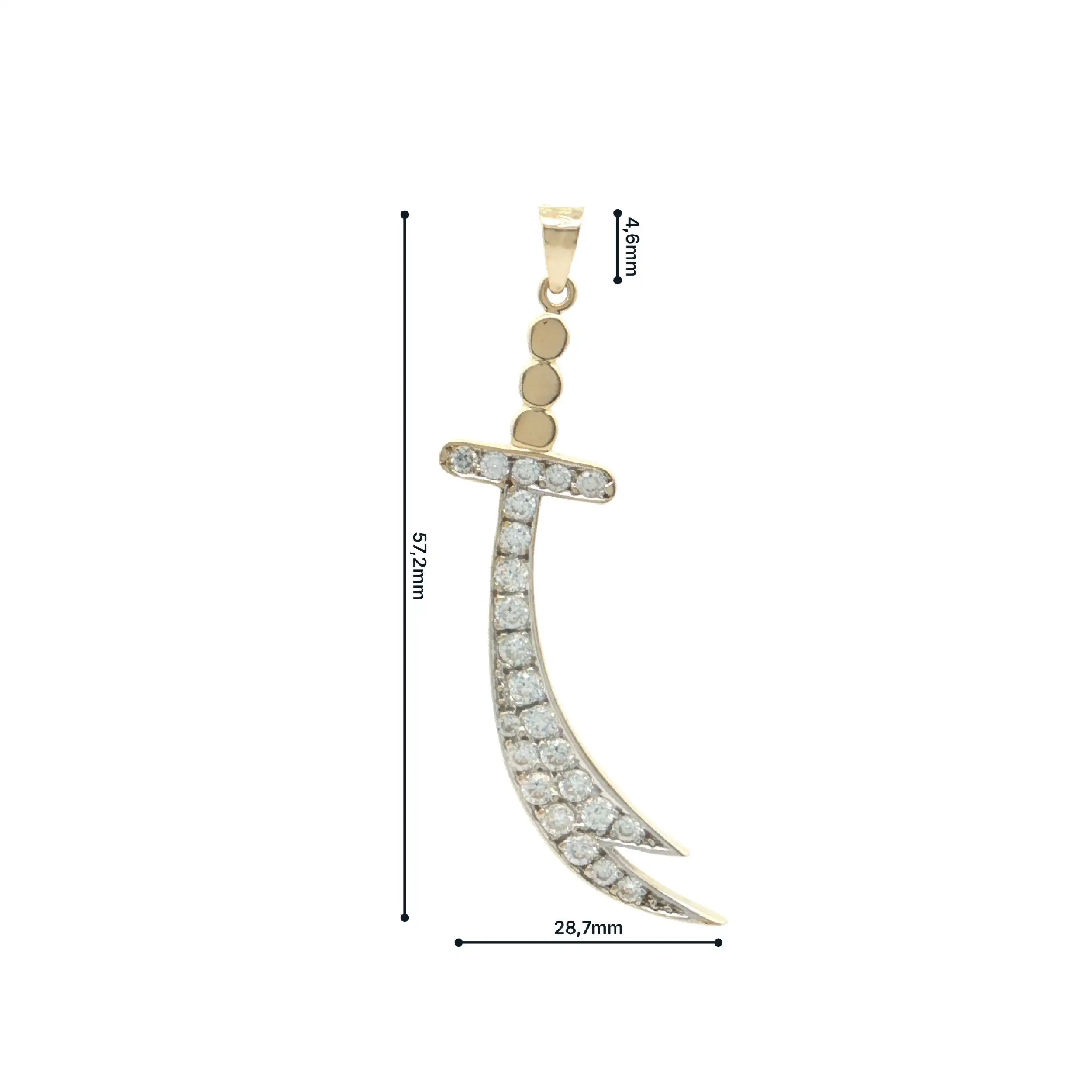 Anhänger Gelbgold "Säbel" mit Zirkonia