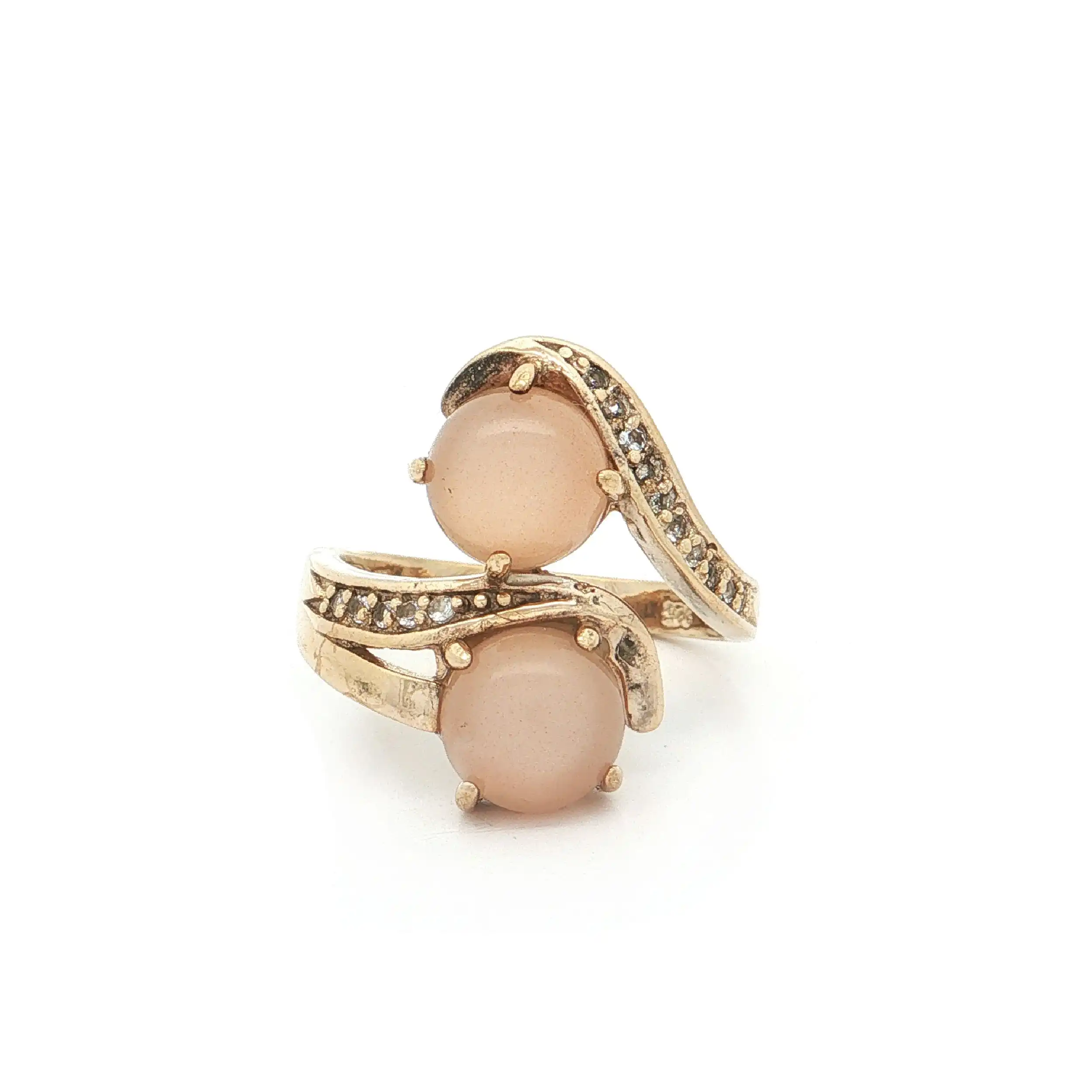 Silberring vergoldet mit Zirkonia und Farbsteincabochons
