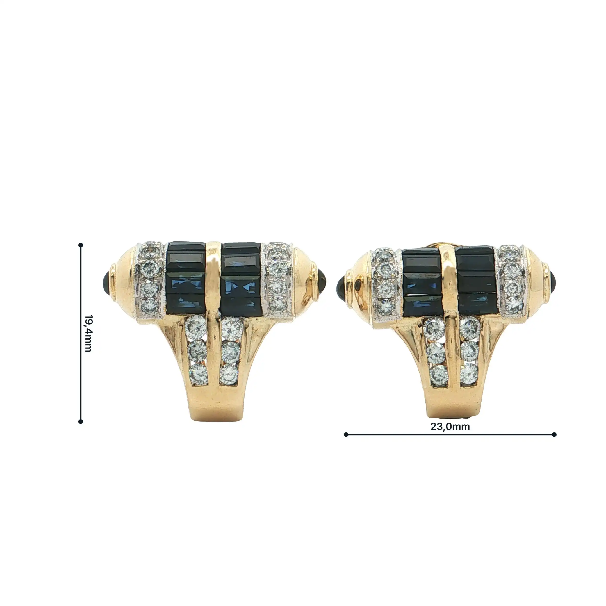 Ohrclips Bicolor mit Brillanten und Saphiren