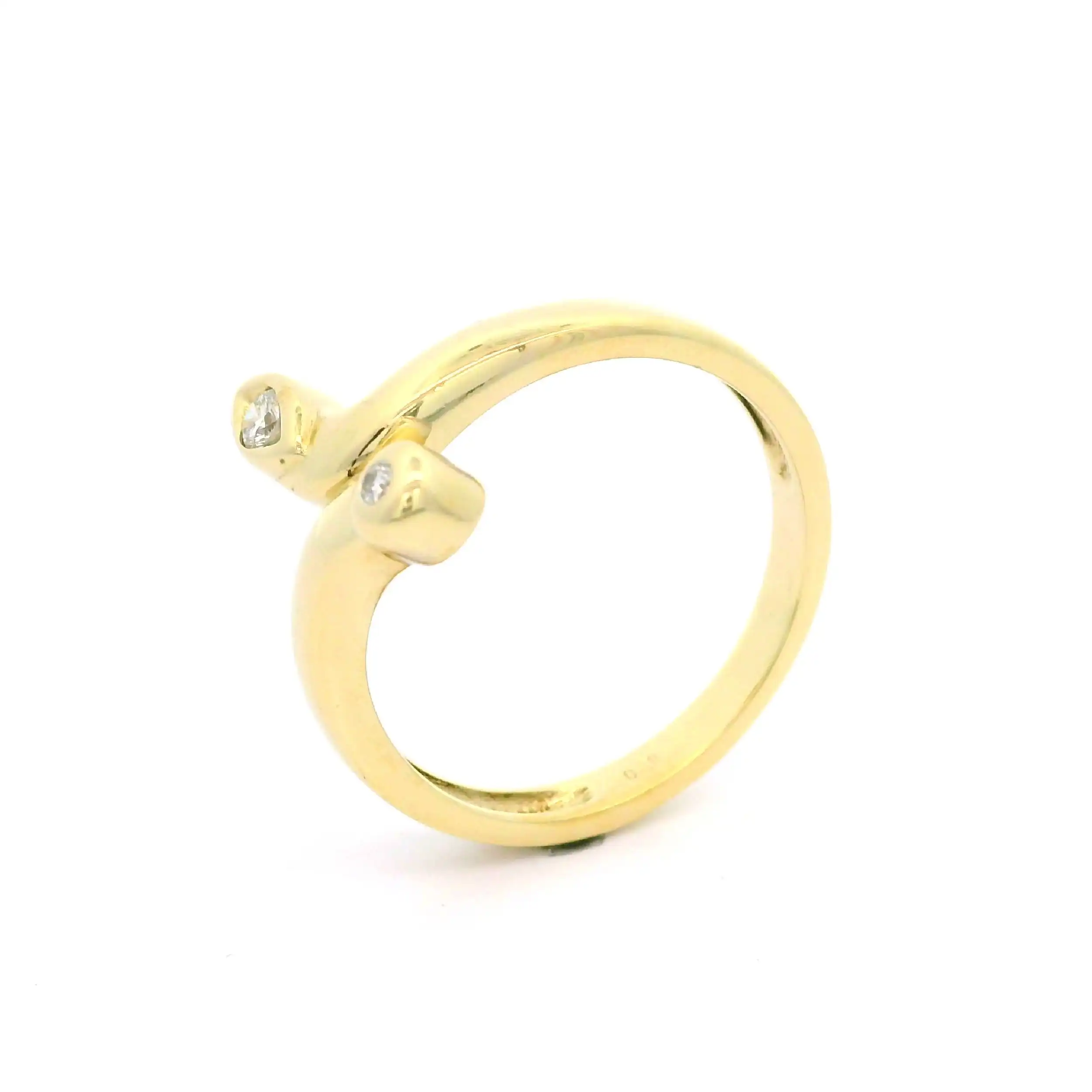 Ring Gelbgold mit Brillanten, graviert mit 0,08 ct