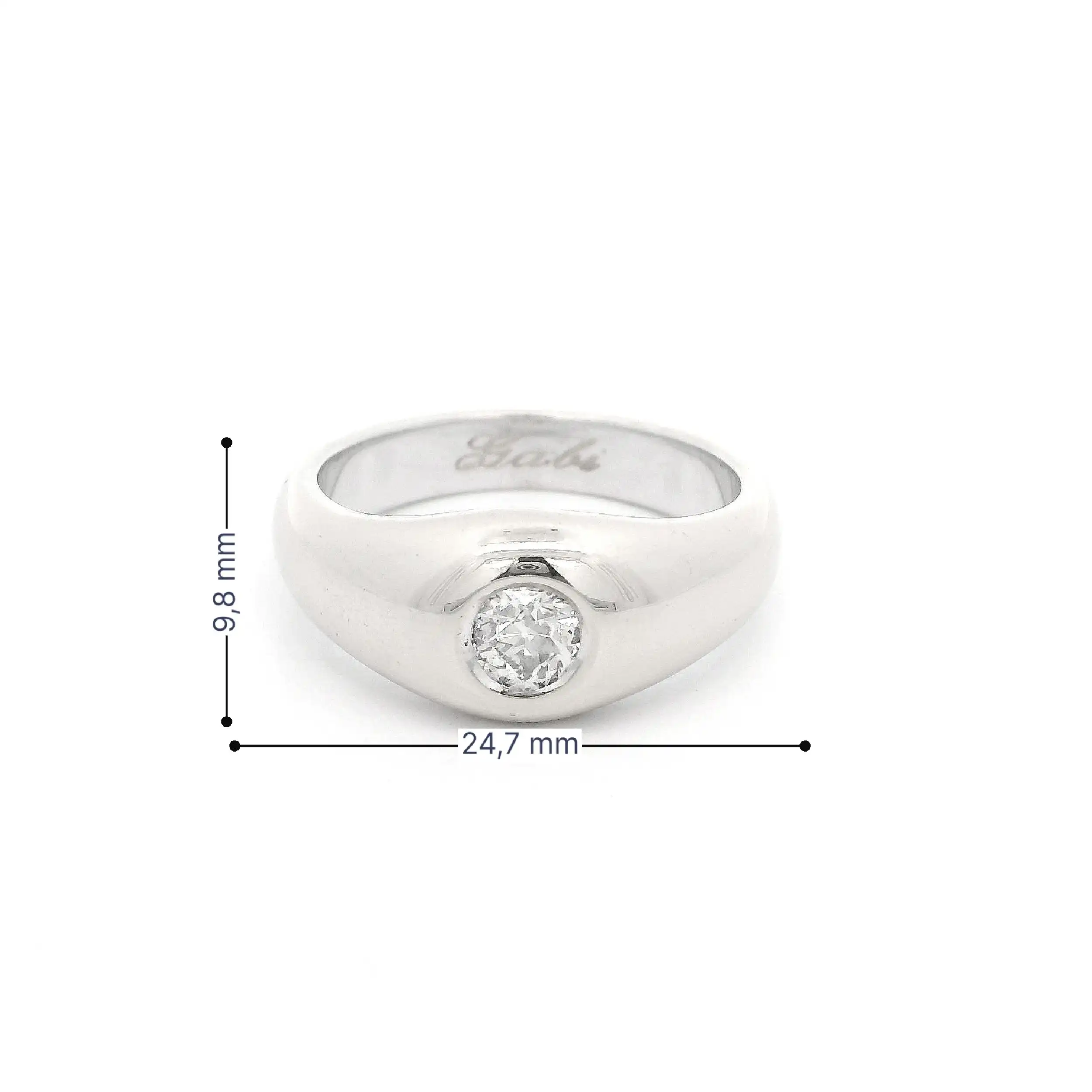 Ring Weißgold mit Altschliff Brillant, graviert mit 0,59ct und "Gabi" Ring Weißgold mit Altschliff Brillant, graviert mit 0,59ct und "Gabi"