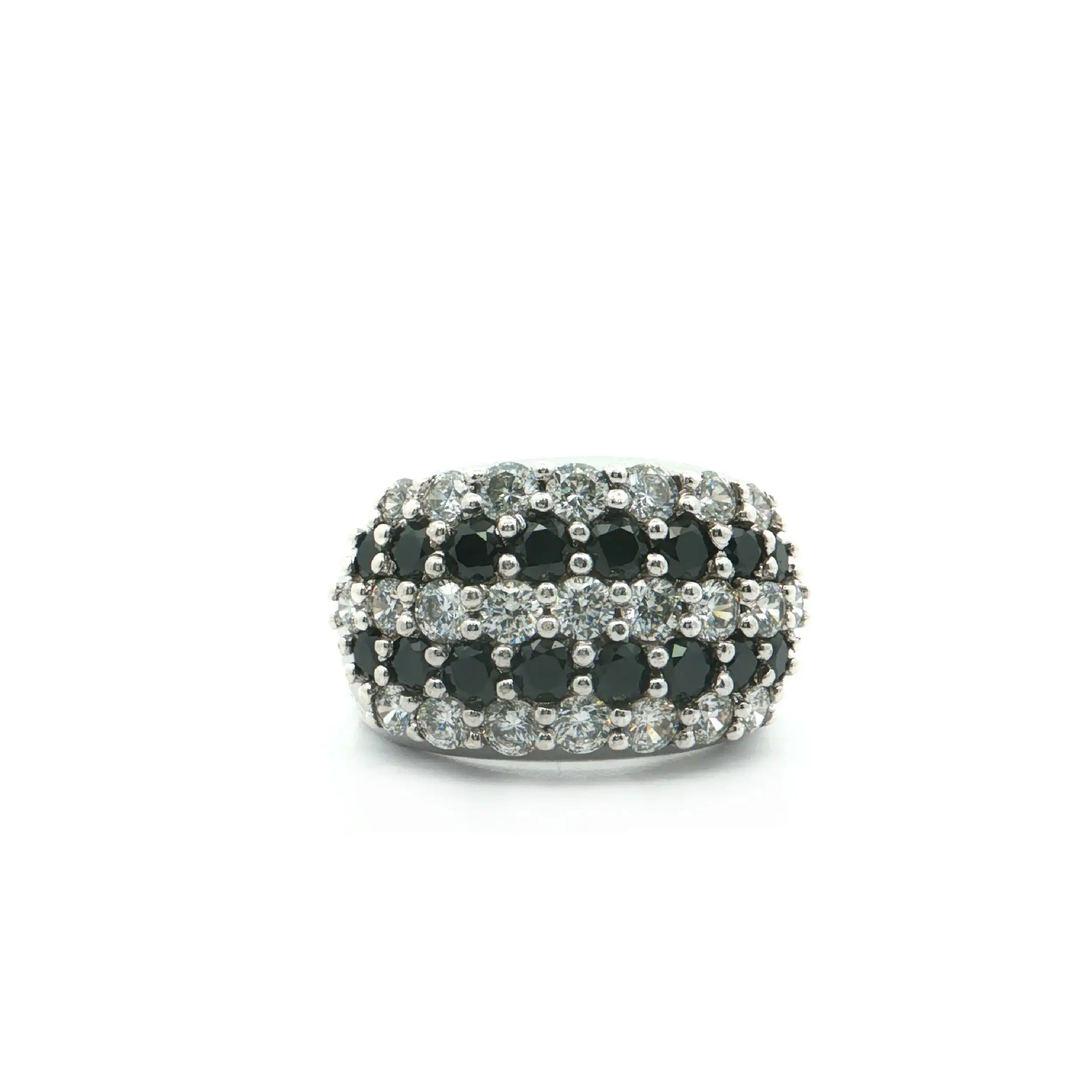 Ring Silber mit schwarzen und weißen Zirkonia
