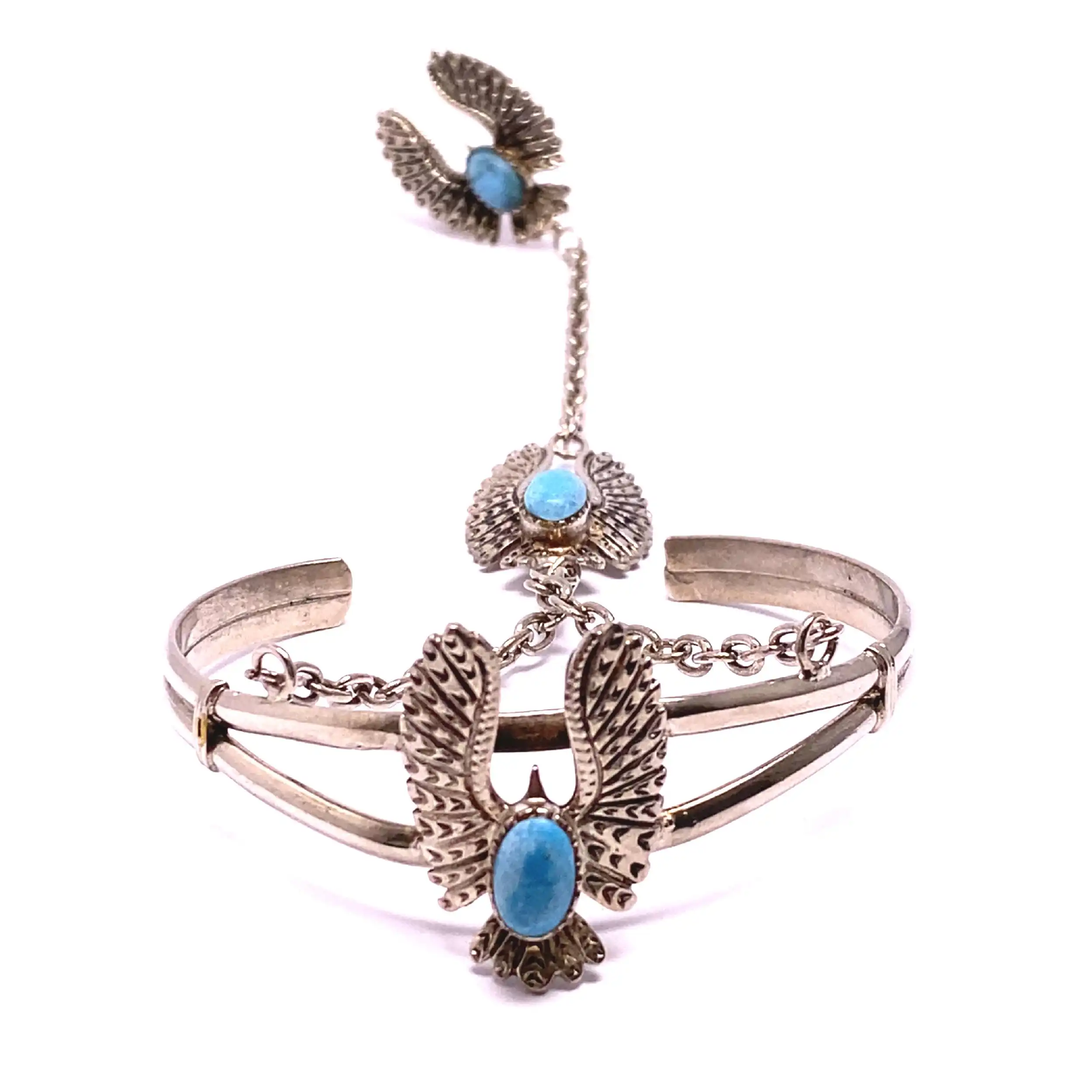Armreif Silber mit Ring und Türkis