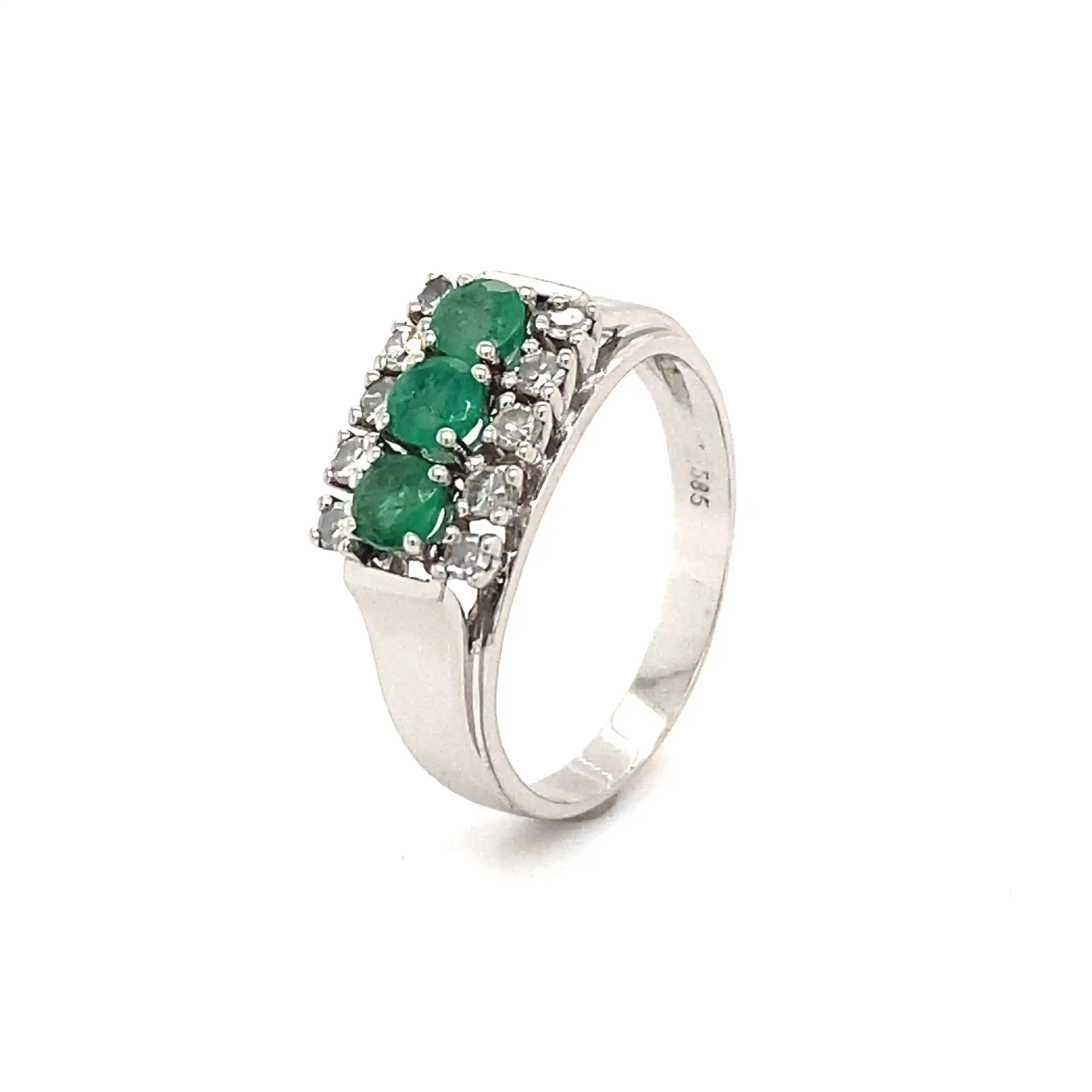 Ring Weißgold mit Smaragden & Diamanten Ring Weißgold mit Smaragden & Diamanten