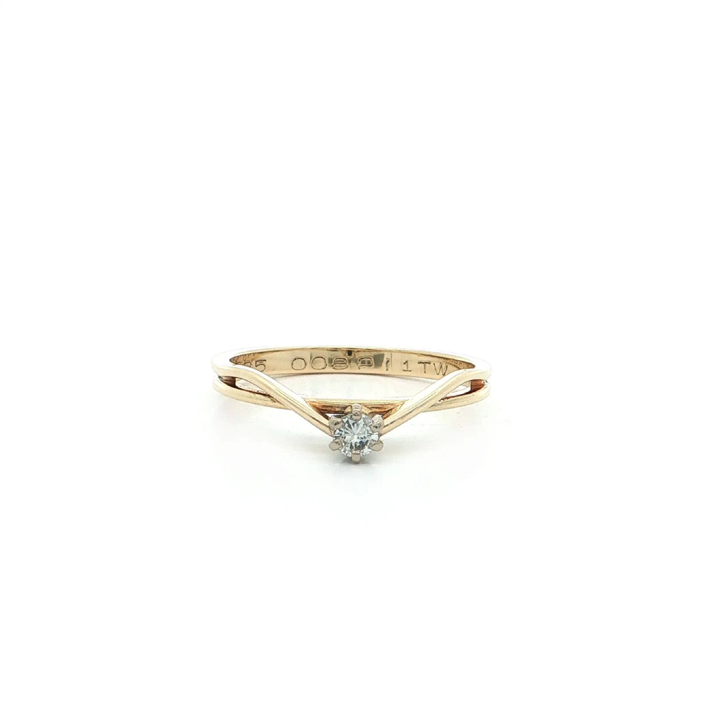 Ring Gelbgold mit Brillant, graviert mit 0,08ct P1/TW
