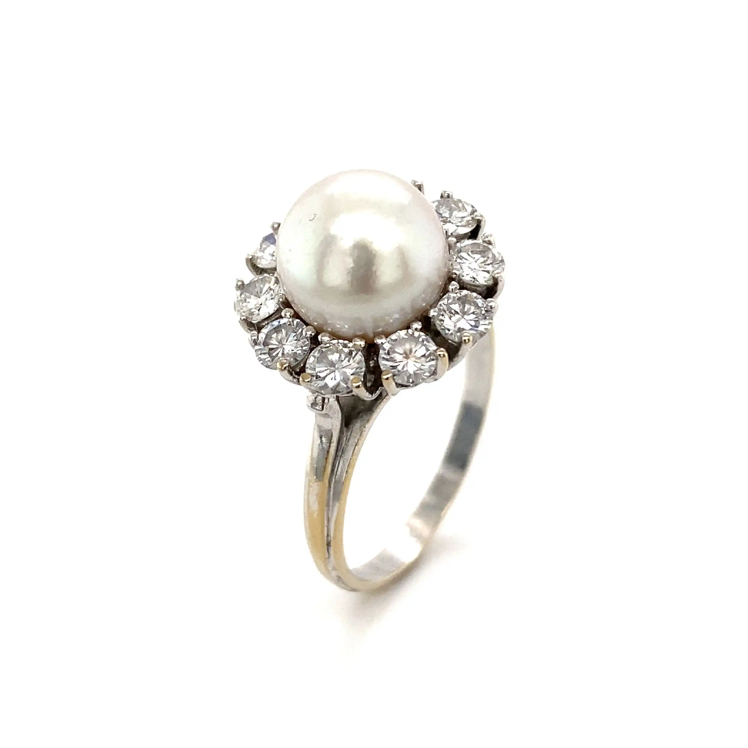 Ring Weißgold mit Perle & Brillanten Ring Weißgold mit Perle & Brillanten