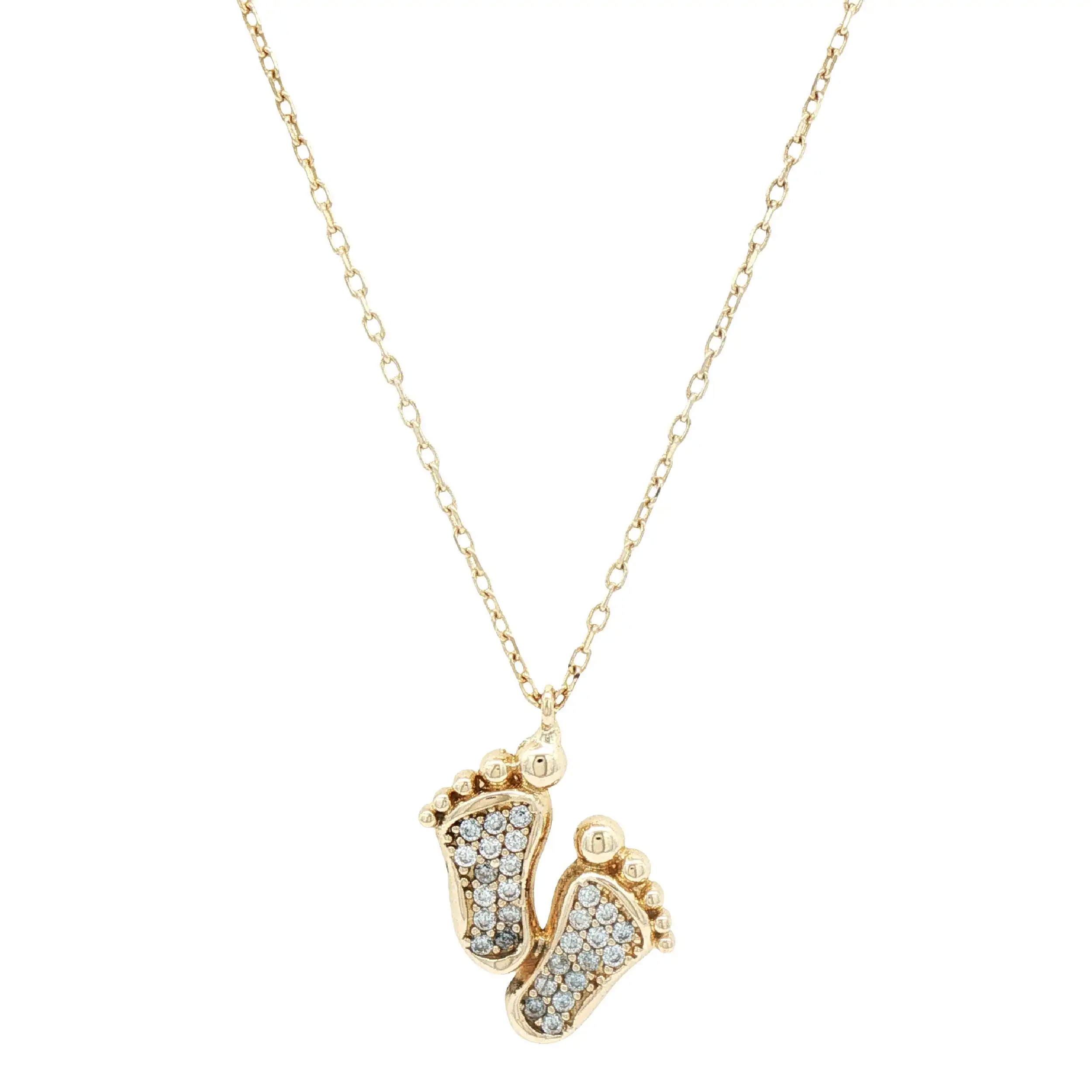 Ankerkette Gelbgold mit Anhänger Füße und Brillanten