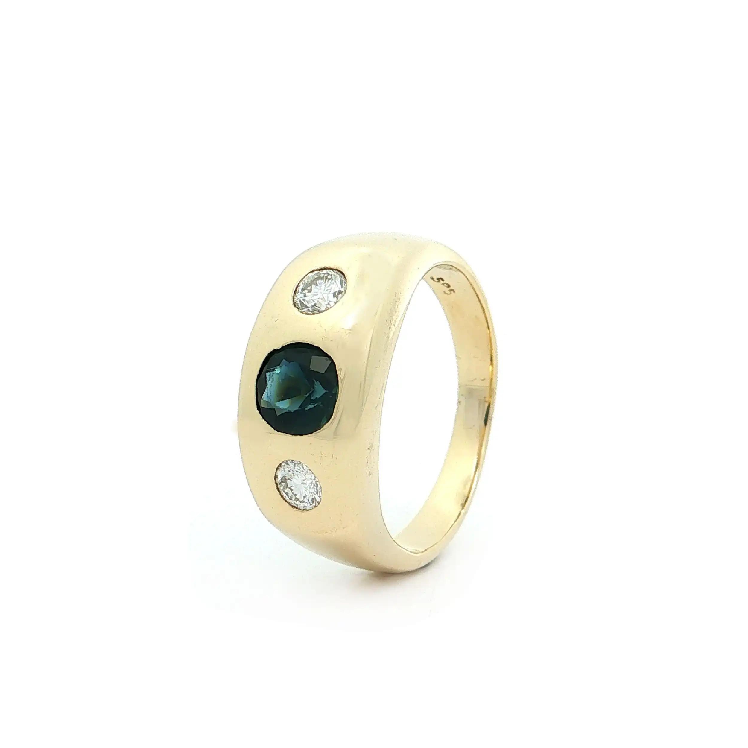 Bandring Gelbgold mit Brillanten und Saphir