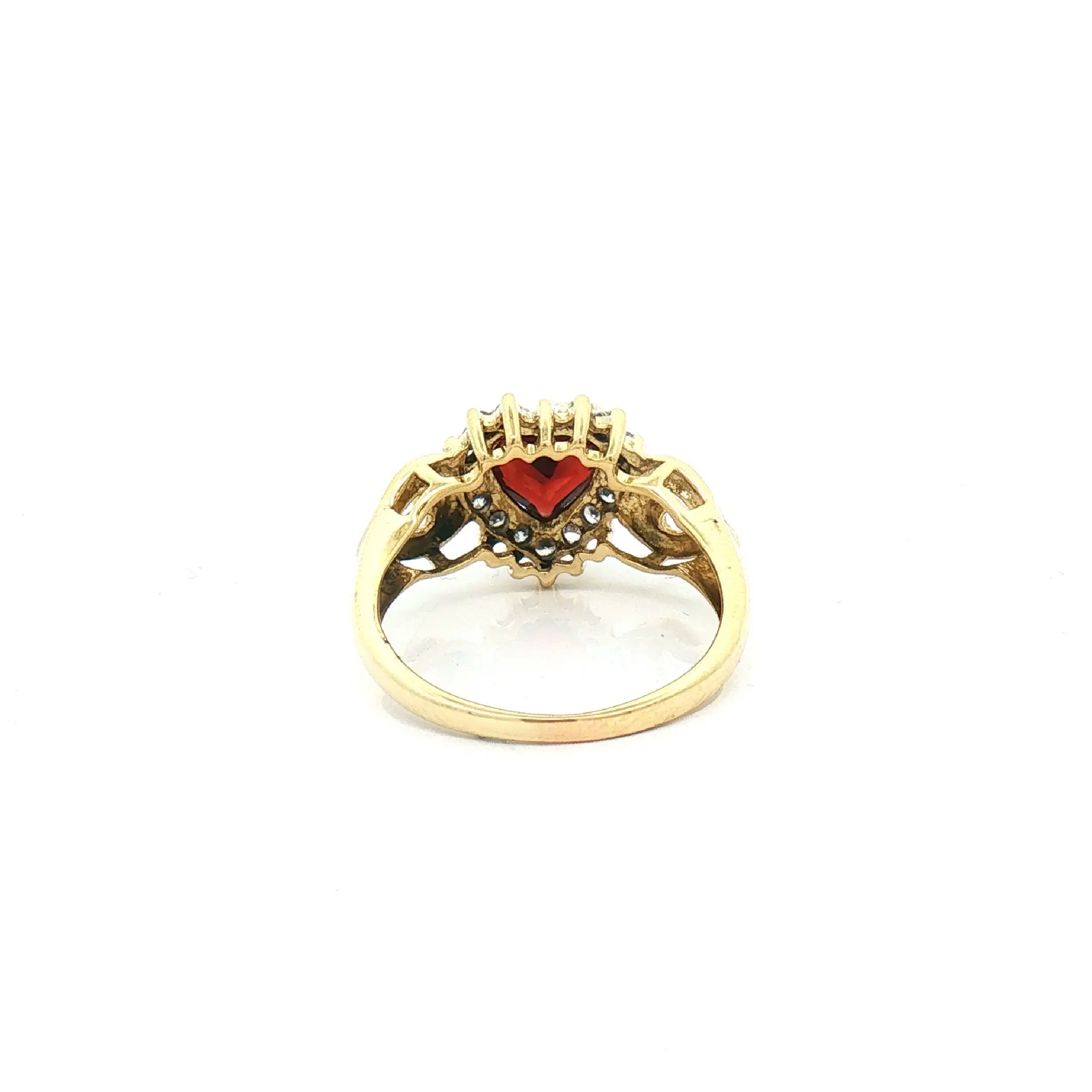 Ring Gelbgold mit Granat und Zirkonia