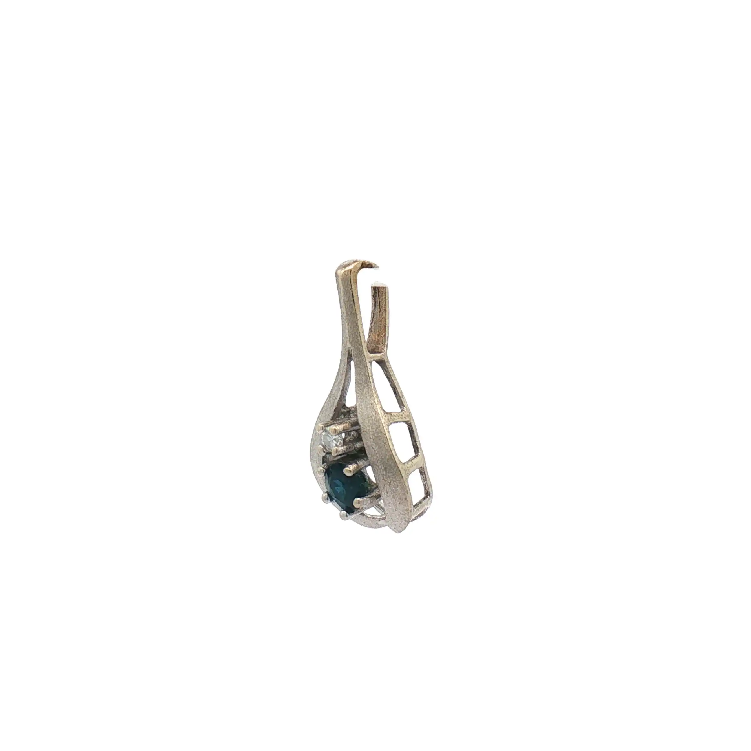 Anhänger Weißgold mit Diamant und Saphir