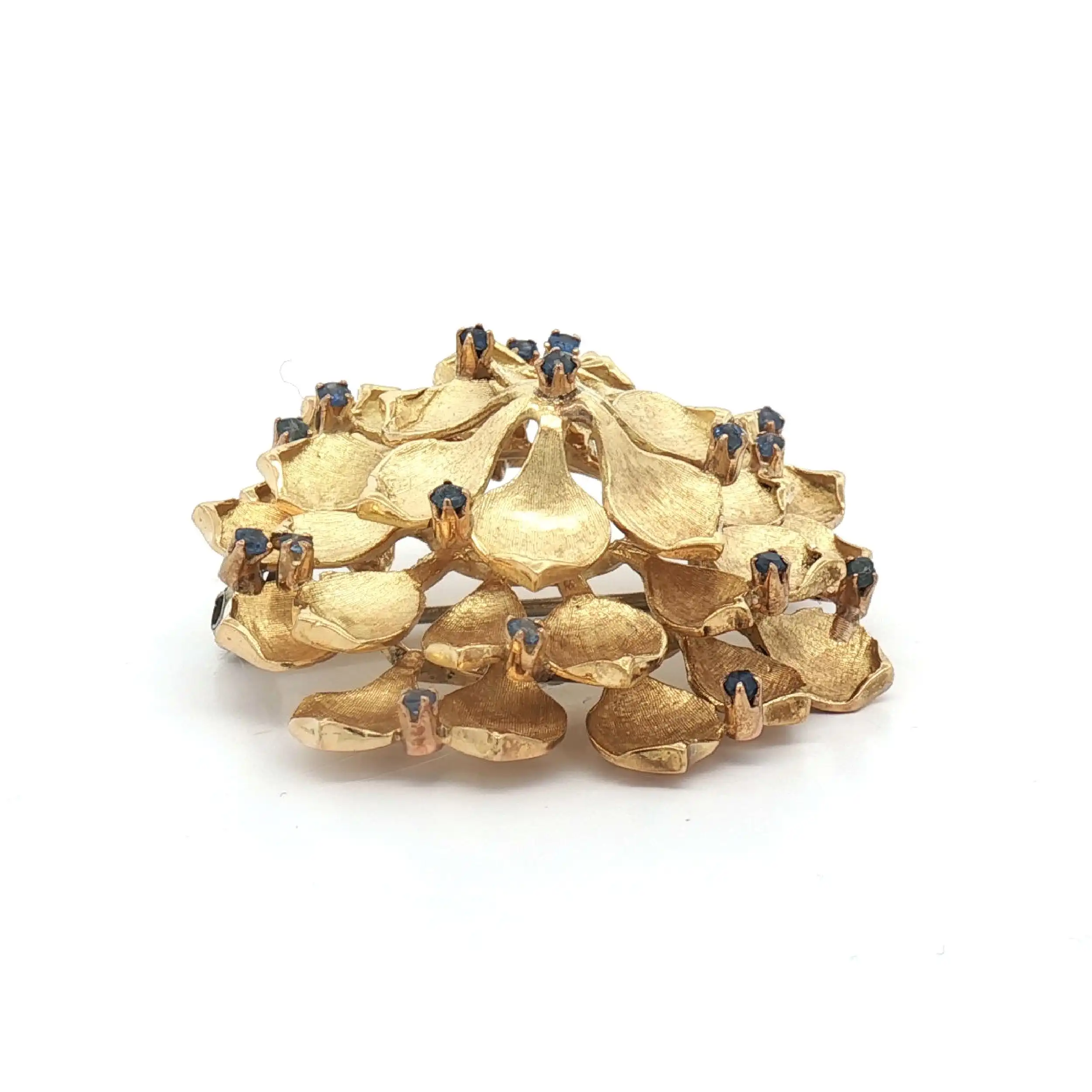 Brosche Gelbgold mit blauen Farbsteinen Brosche Gelbgold mit blauen Farbsteinen