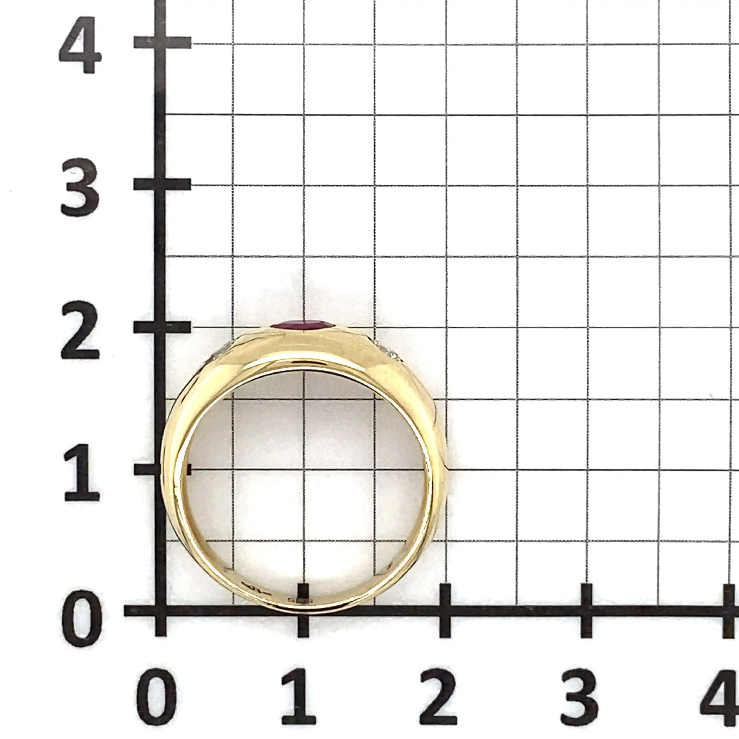 Ring Gelbgold mit rotem Farbstein und Zirkonia Ring Gelbgold mit rotem Farbstein und Zirkonia