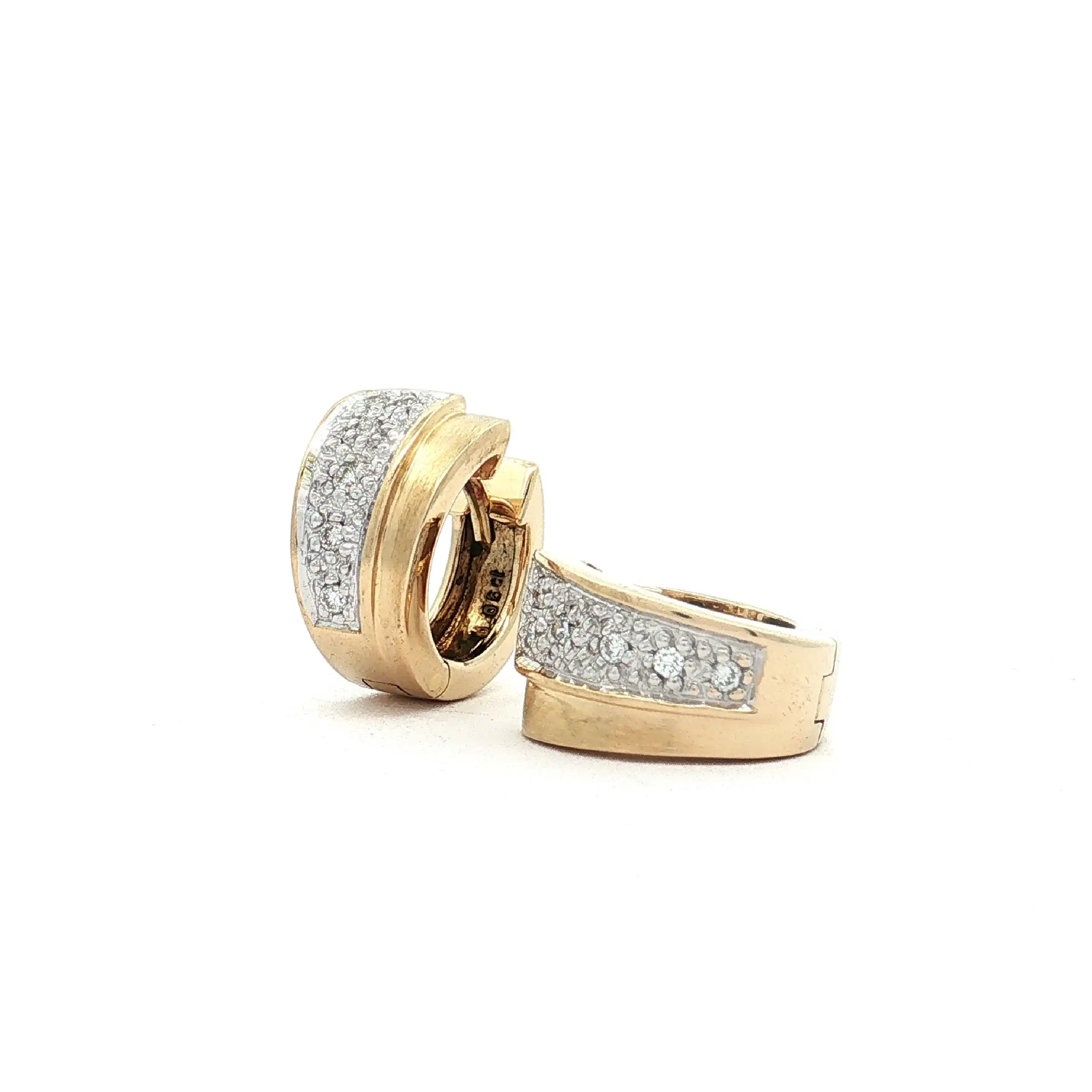 Creolen Bicolor mit Brillanten, graviert mit 0,12ct