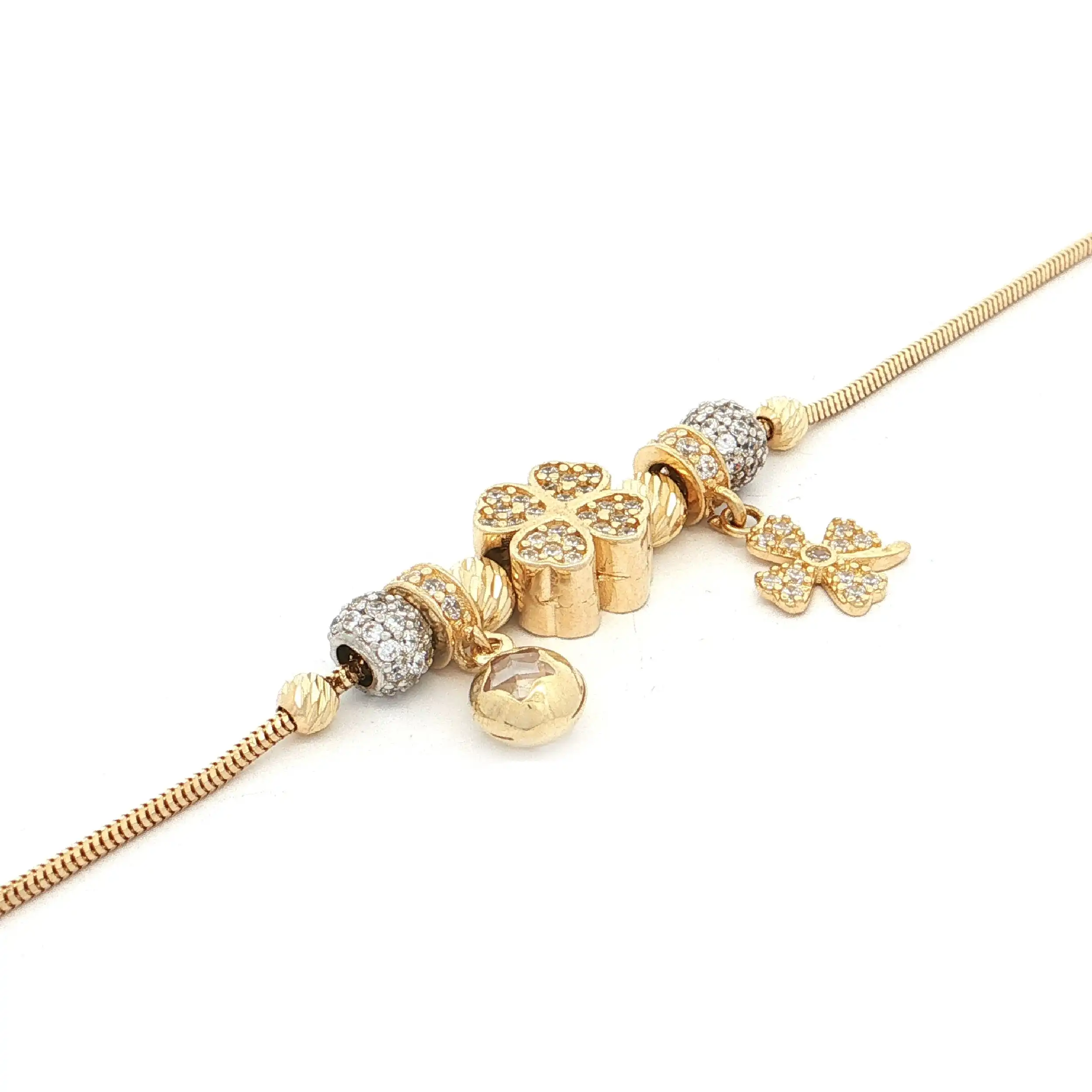Armband Gelbgold mit Charms "Kleeblatt" und Zirkonia Armband Gelbgold mit Charms "Kleeblatt" und Zirkonia