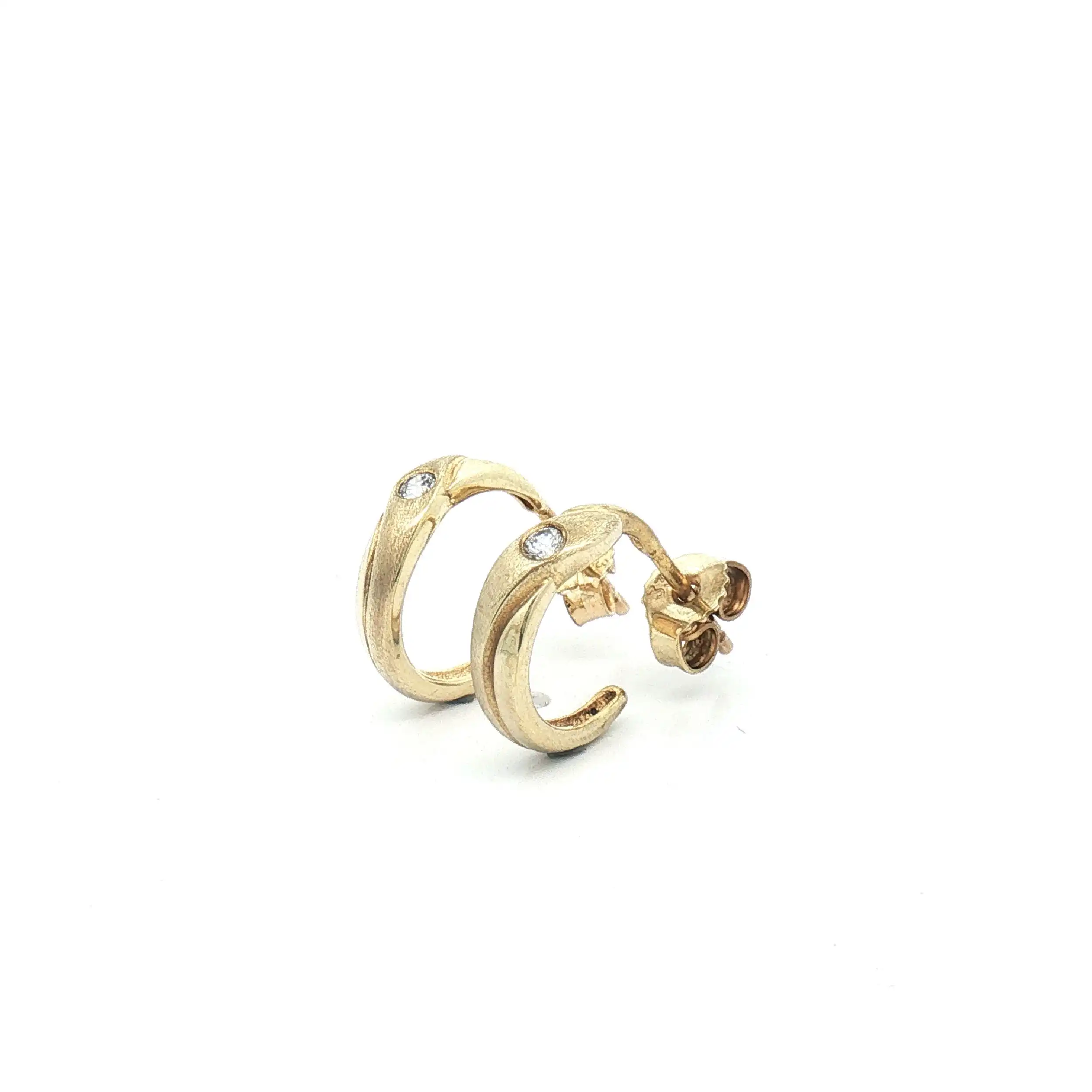 Halbcreolen Gelbgold mit Zirkoniastein