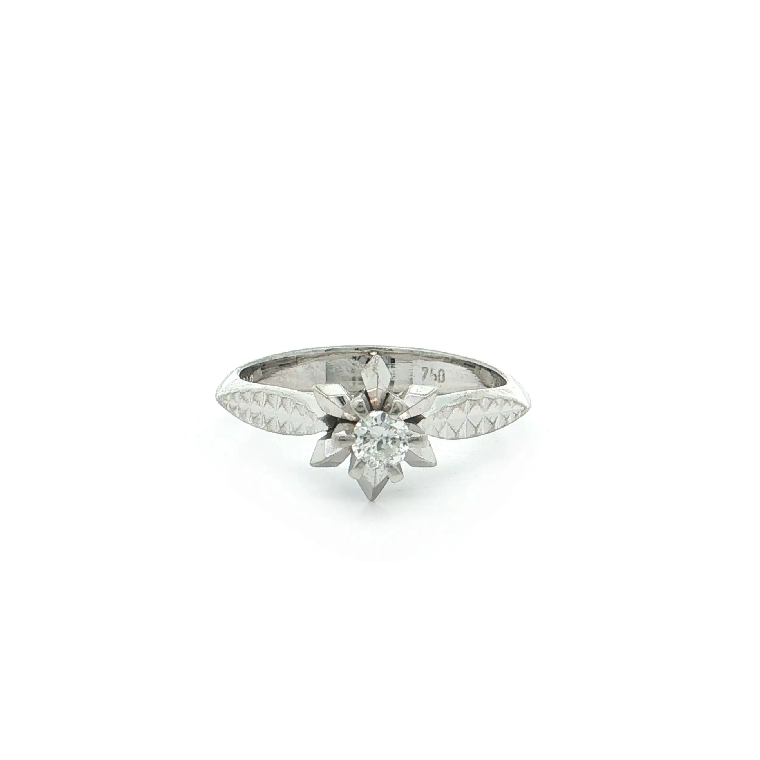 Ring Weißgold mit Brillant, graviert mit 0,13ct