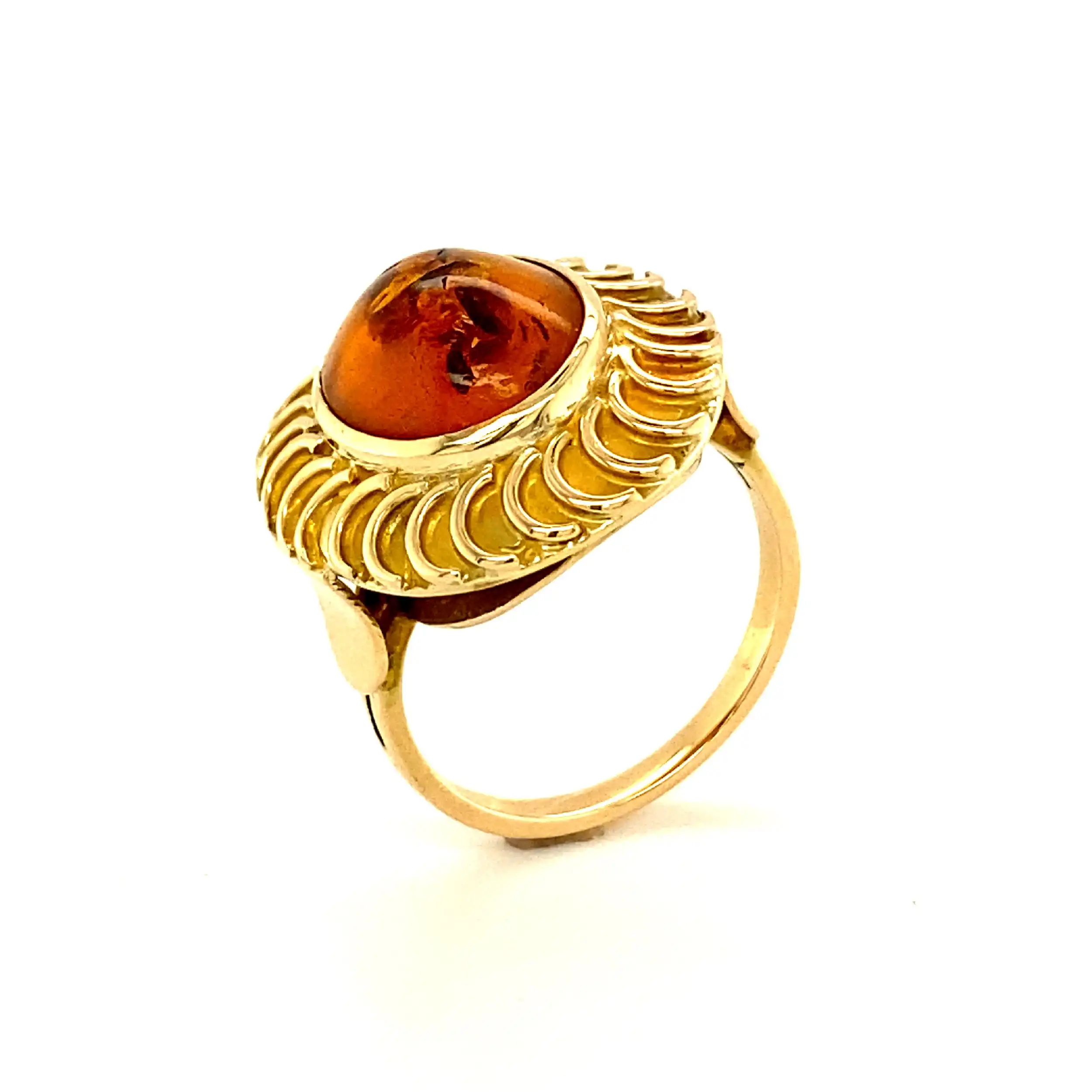 Ring Gelbgold mit Bernstein