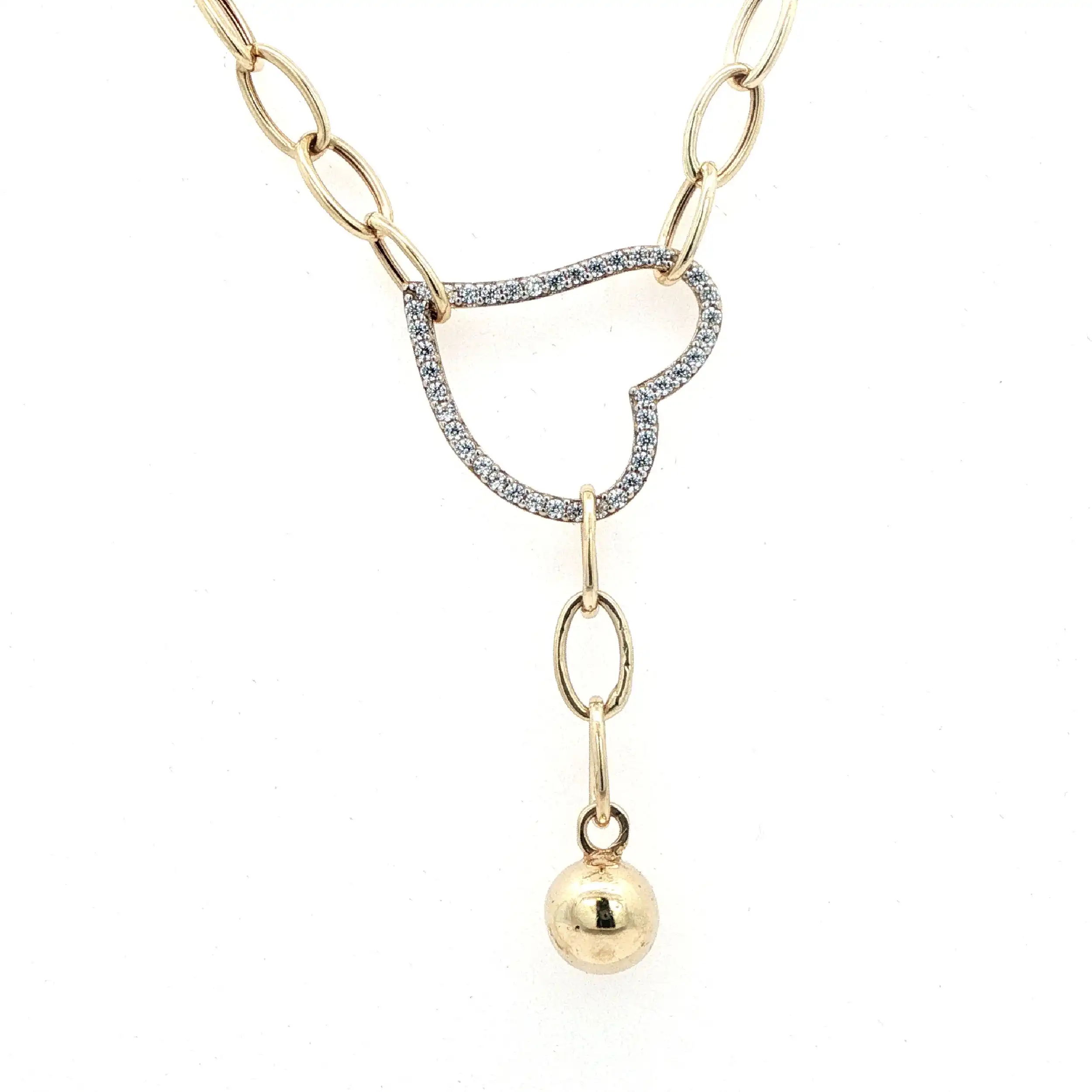 Collier Gelbgold mit Herzanhänger und Zirkonia Collier Gelbgold mit Herzanhänger und Zirkonia