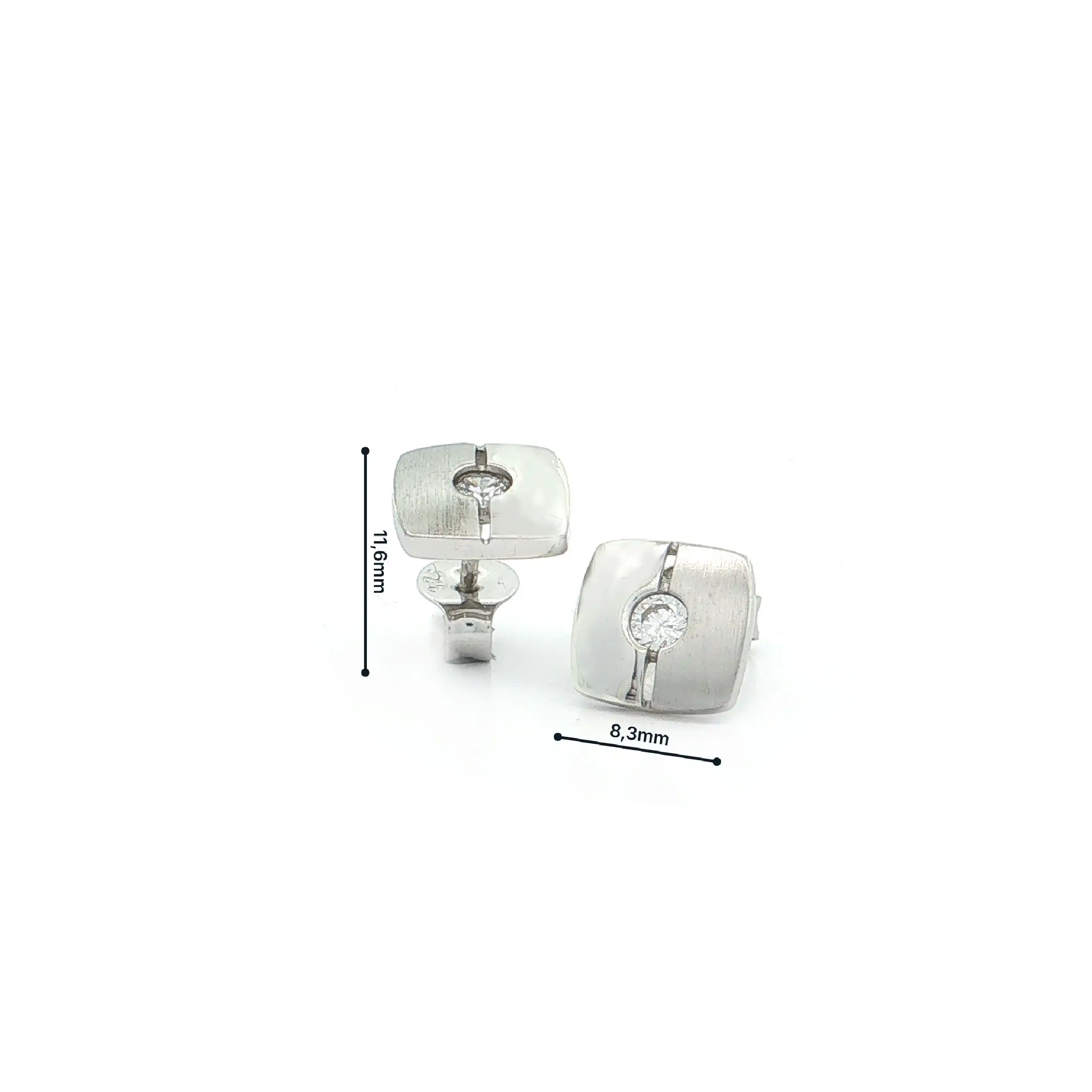 Ohrstecker Weißgold teilmattiert mit Zirkonia