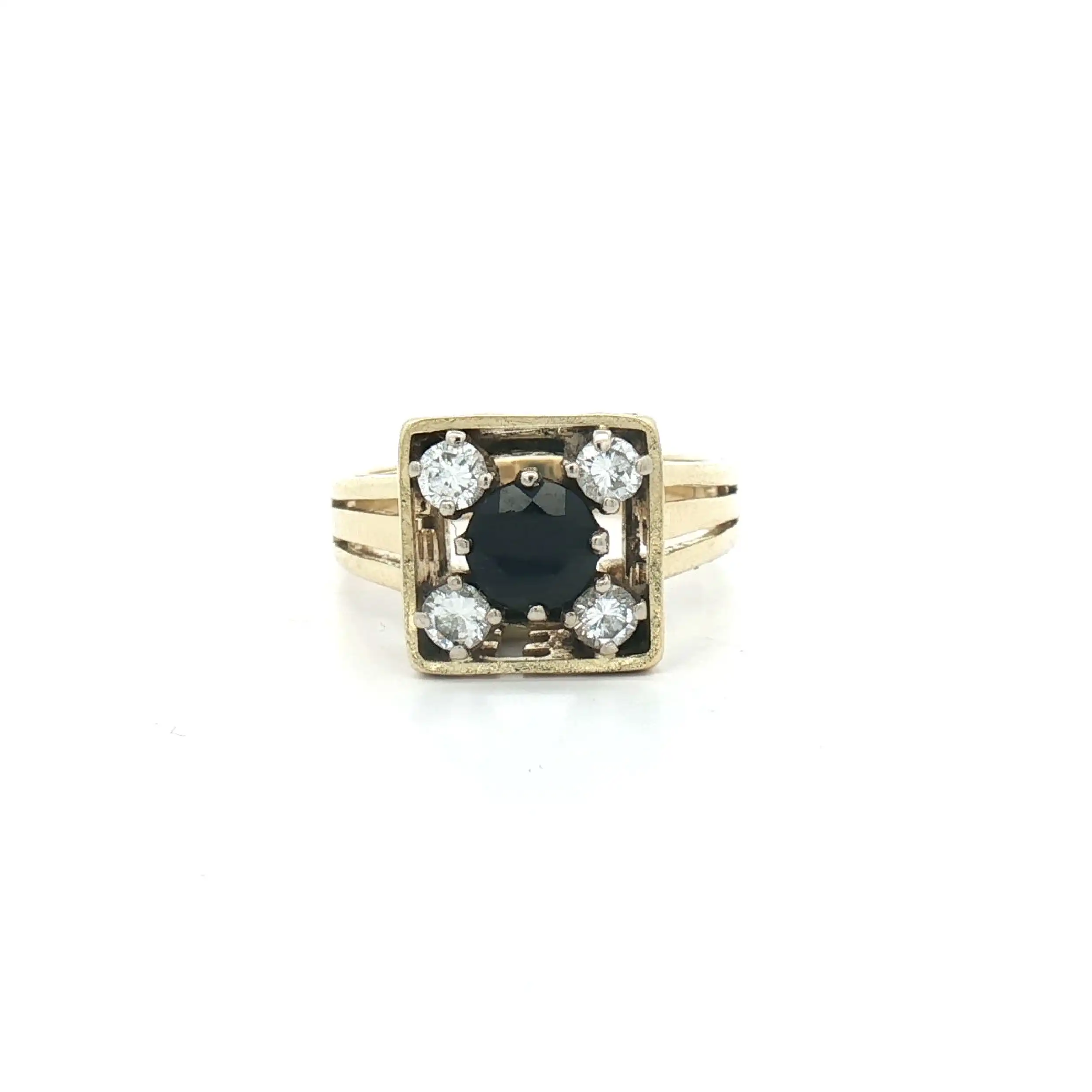 Ring Gelbgold mit Saphir und 4 Brillanten Ring Gelbgold mit Saphir und 4 Brillanten