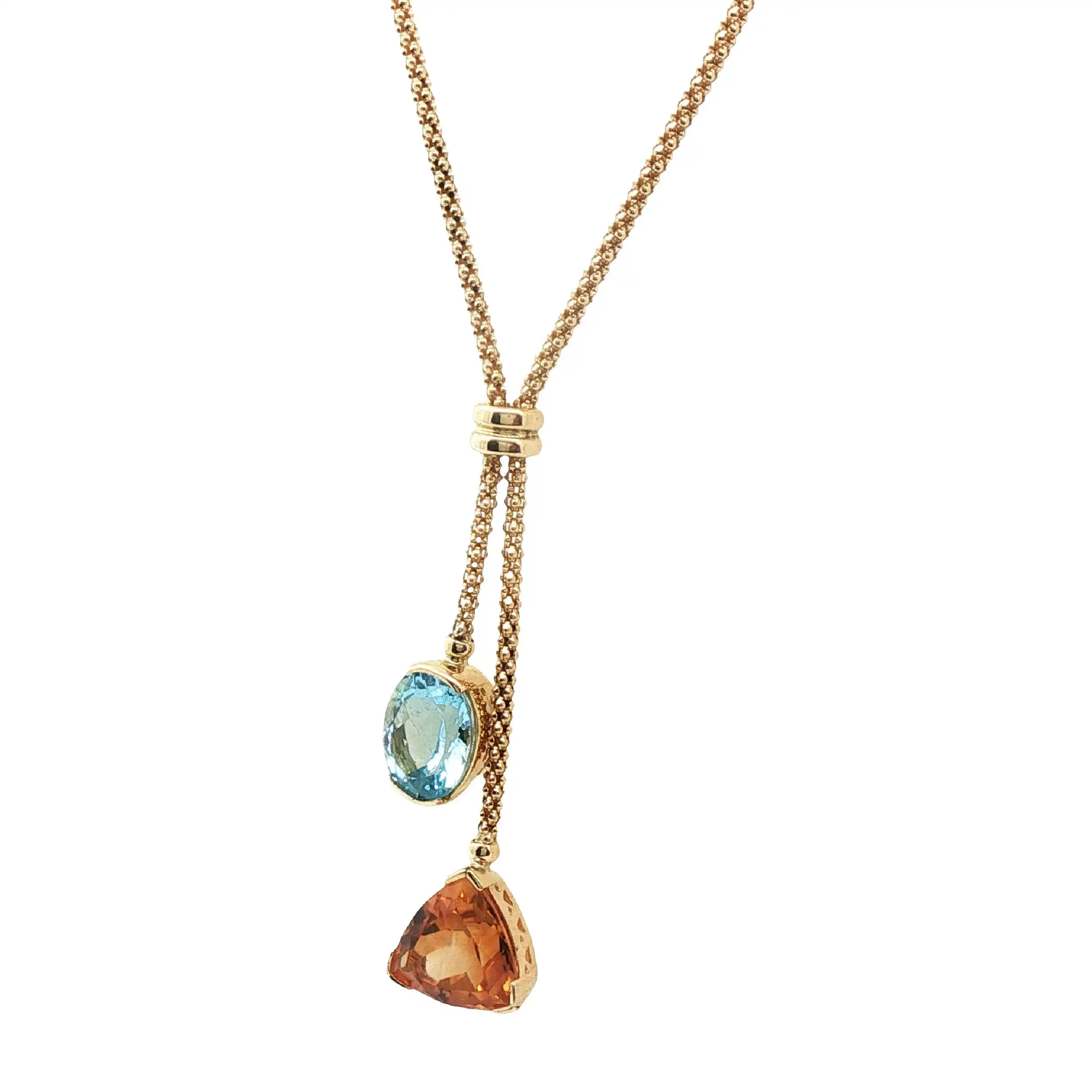 Collier Gelbgold Y mit Citrin und Topas Collier Gelbgold Y mit Citrin und Topas