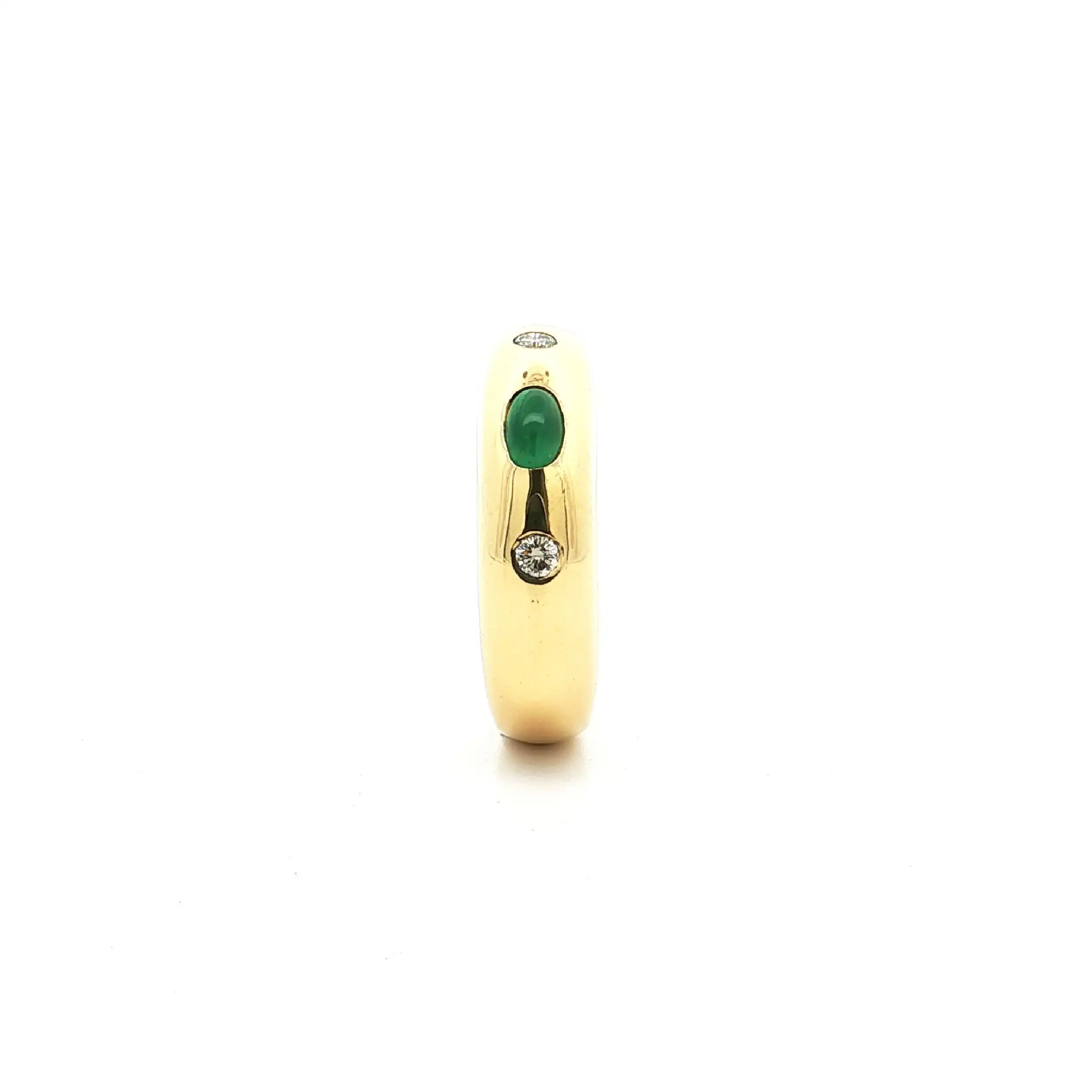 Ring Gelbgold mit Smaragd Cabochon & Brillanten