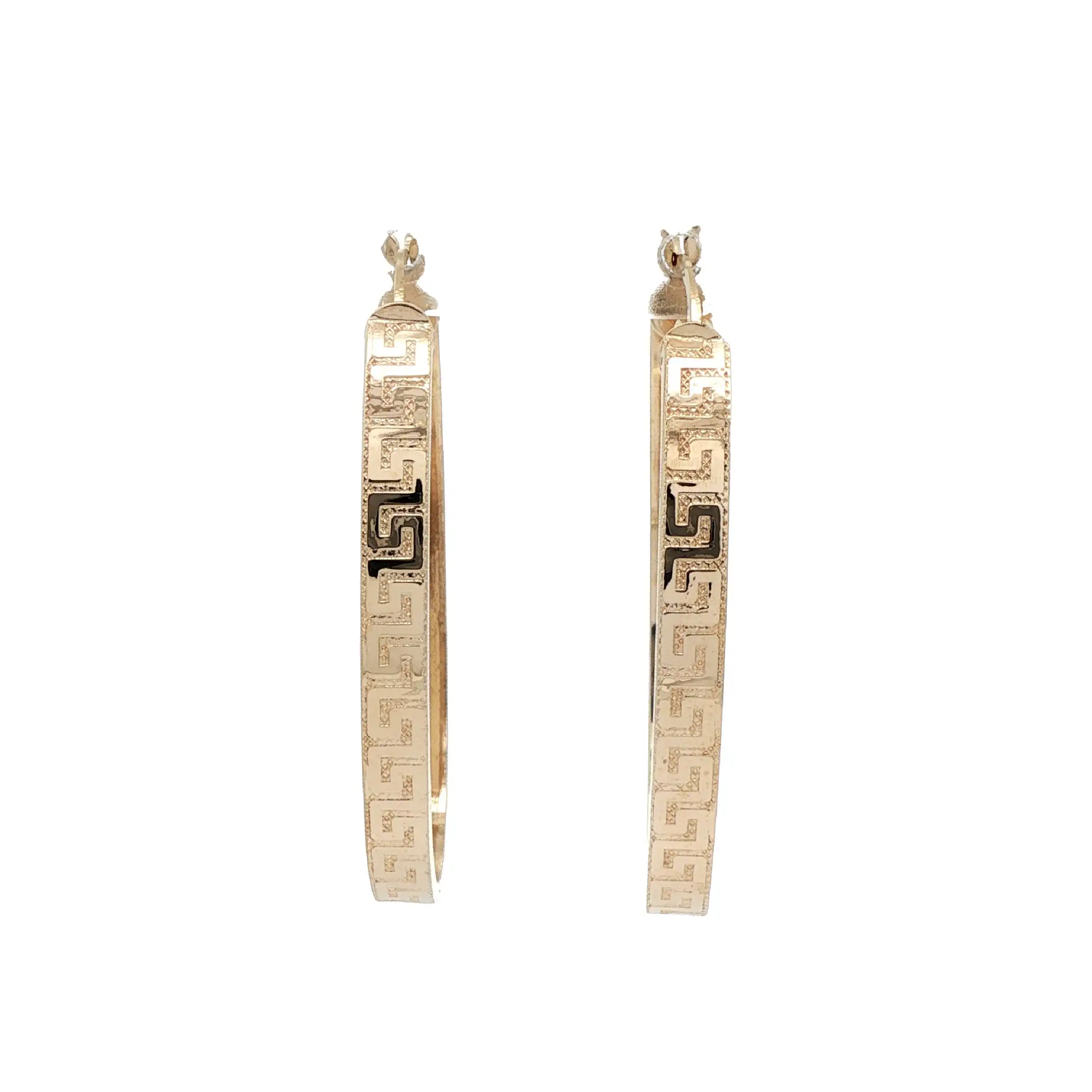 Creolen Gelbgold halbmassiv mit "Greca-Muster"