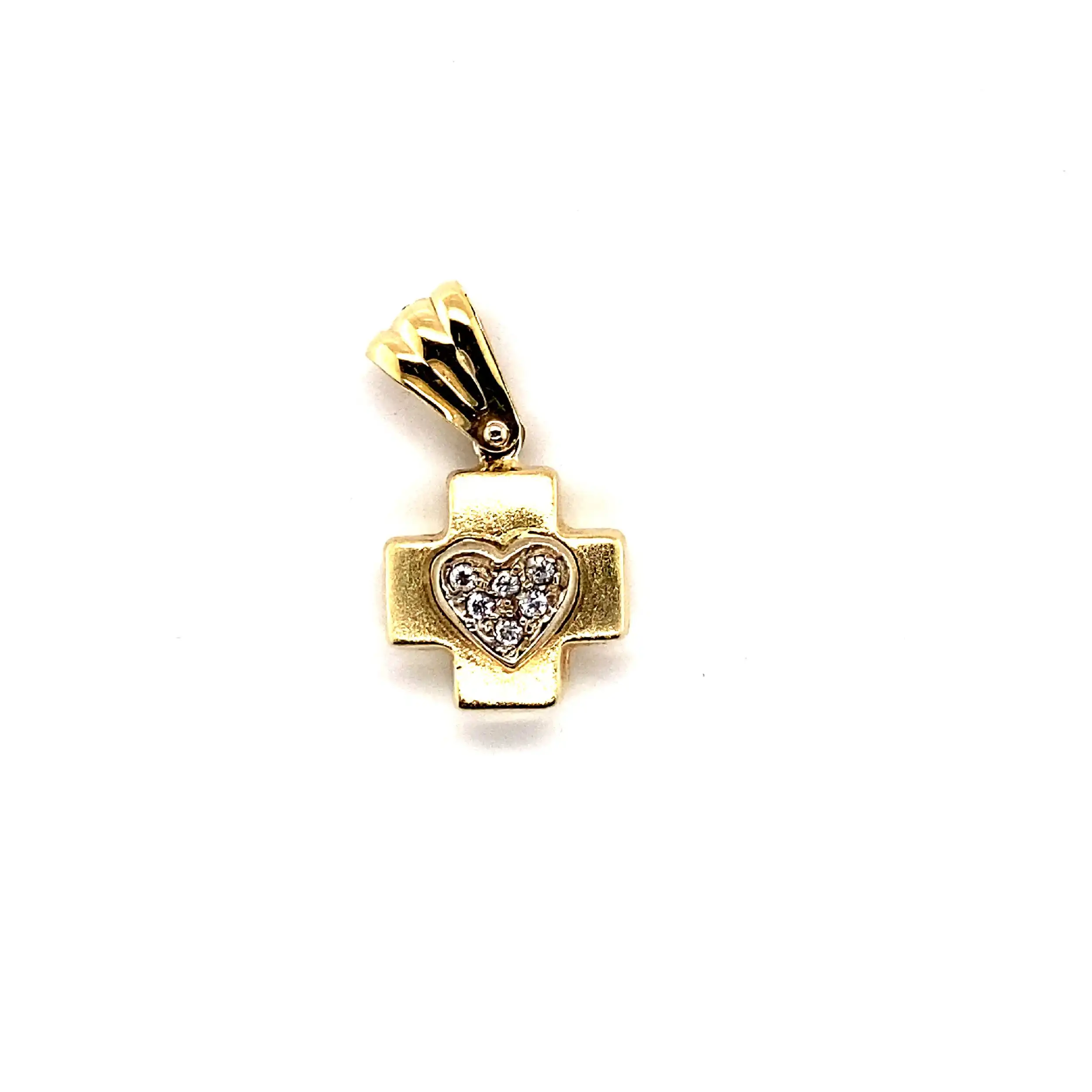 Anhänger Gelbgold Kreuz und Herz mit Zirkonia Anhänger Gelbgold Kreuz und Herz mit Zirkonia