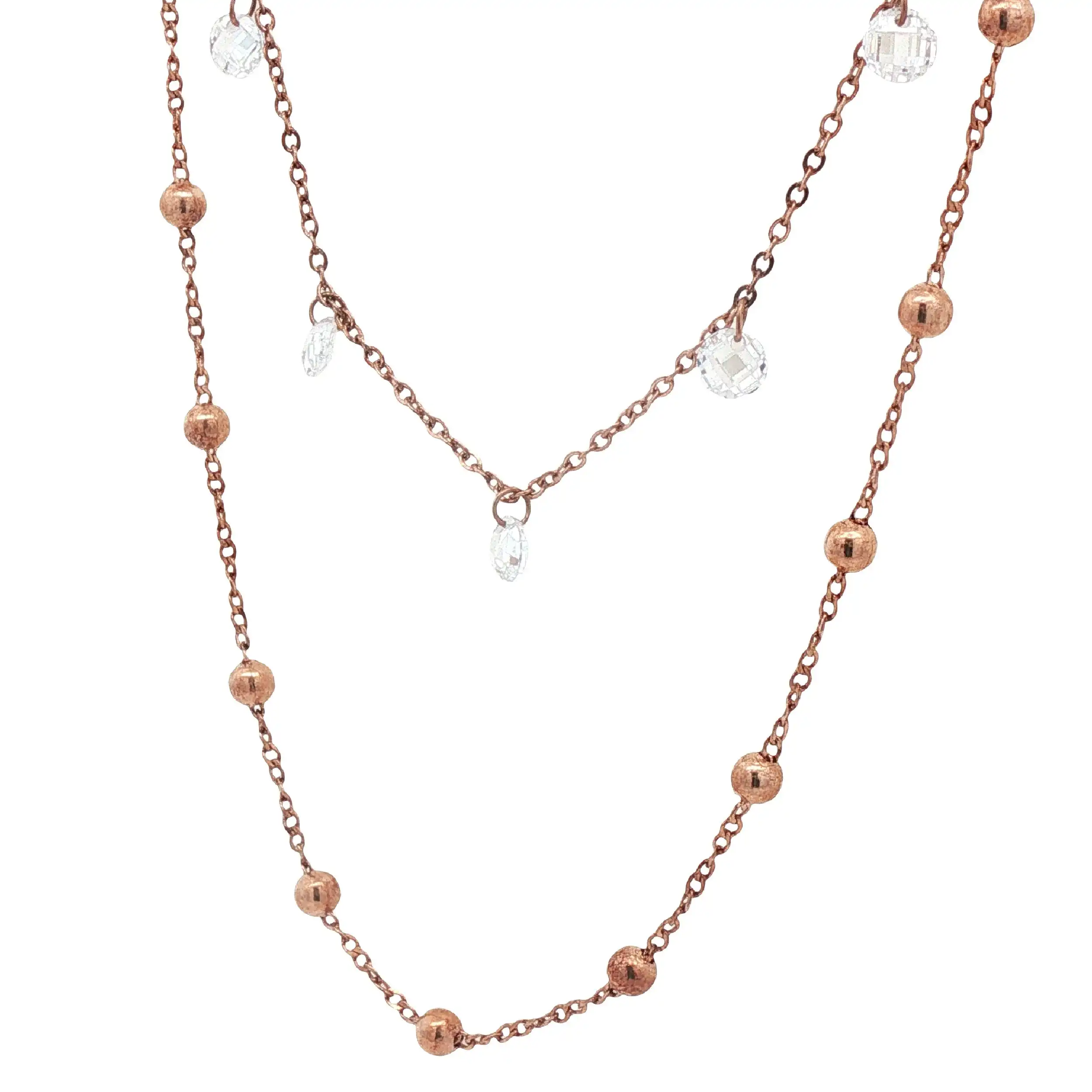 Collier Silber rosévergoldet mit Kügelchen und Zirkonia Collier Silber rosévergoldet mit Kügelchen und Zirkonia